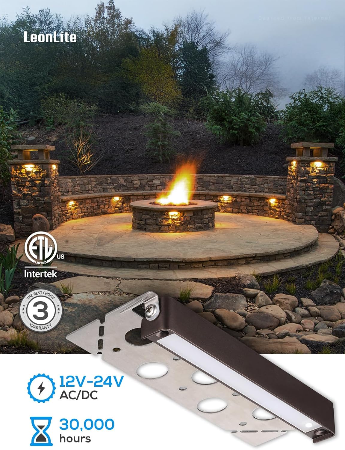 LEONLITE 8-Pack 7 Inch LED Hardscape Lighting, Update Retaining Wall Lights, LED Landscape Lighting, 12-24V AC/DC Paver Light Low Voltage, 3W/4W/5W Dimmable Outdoor Step Lights, 2700K Soft White, ETL