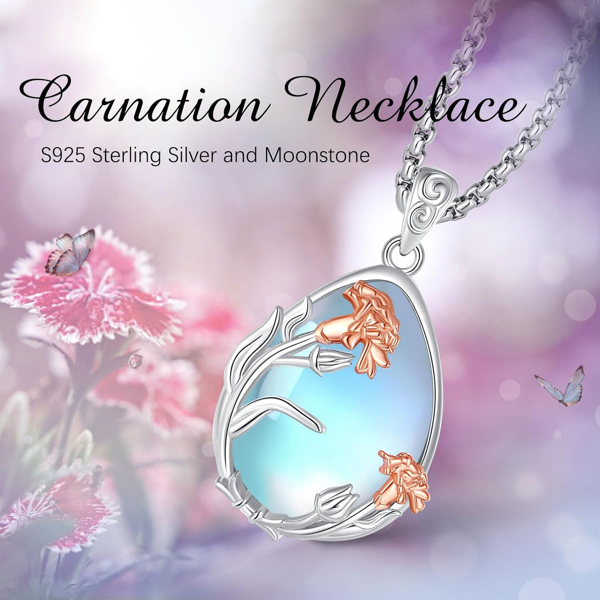 EUDORA Moonstone Turquoise Necklace for Women S925 Sterling Silver, Angel Tears Water Droplets Pendant Grandma Necklace Jewelry for Women Gifts for Mother in Law Mothers Day Gifts for Mom, 20"