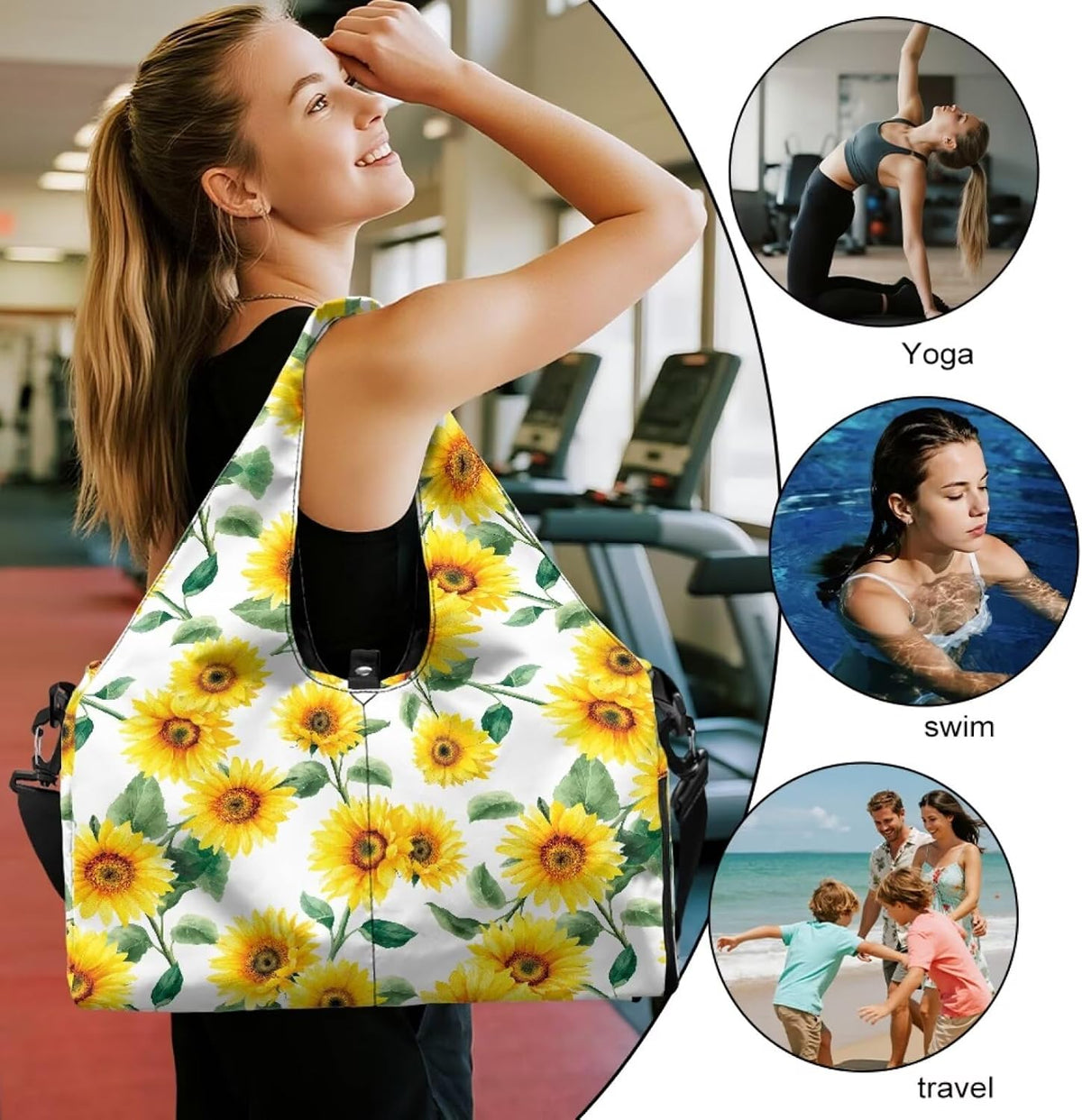 Yoga Mat Bag for Men Women Canvas Yoga Mat Carrier Take In Out Mat Easily for Beach Swim Bags Pool Sports Gym