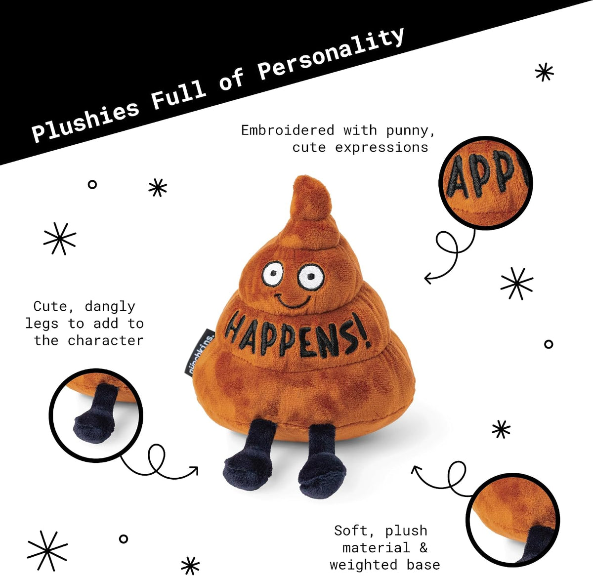 Punchkins Poop Plushie - It Happens Sassy Poop Plush, Funny & Cute Plush Toy for Gifting