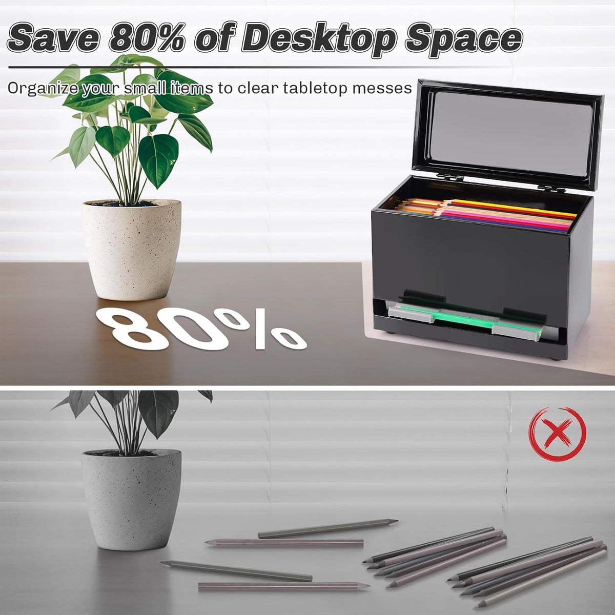 Pencil Dispenser for Classroom, Stainless Steel Pen Holder, Black