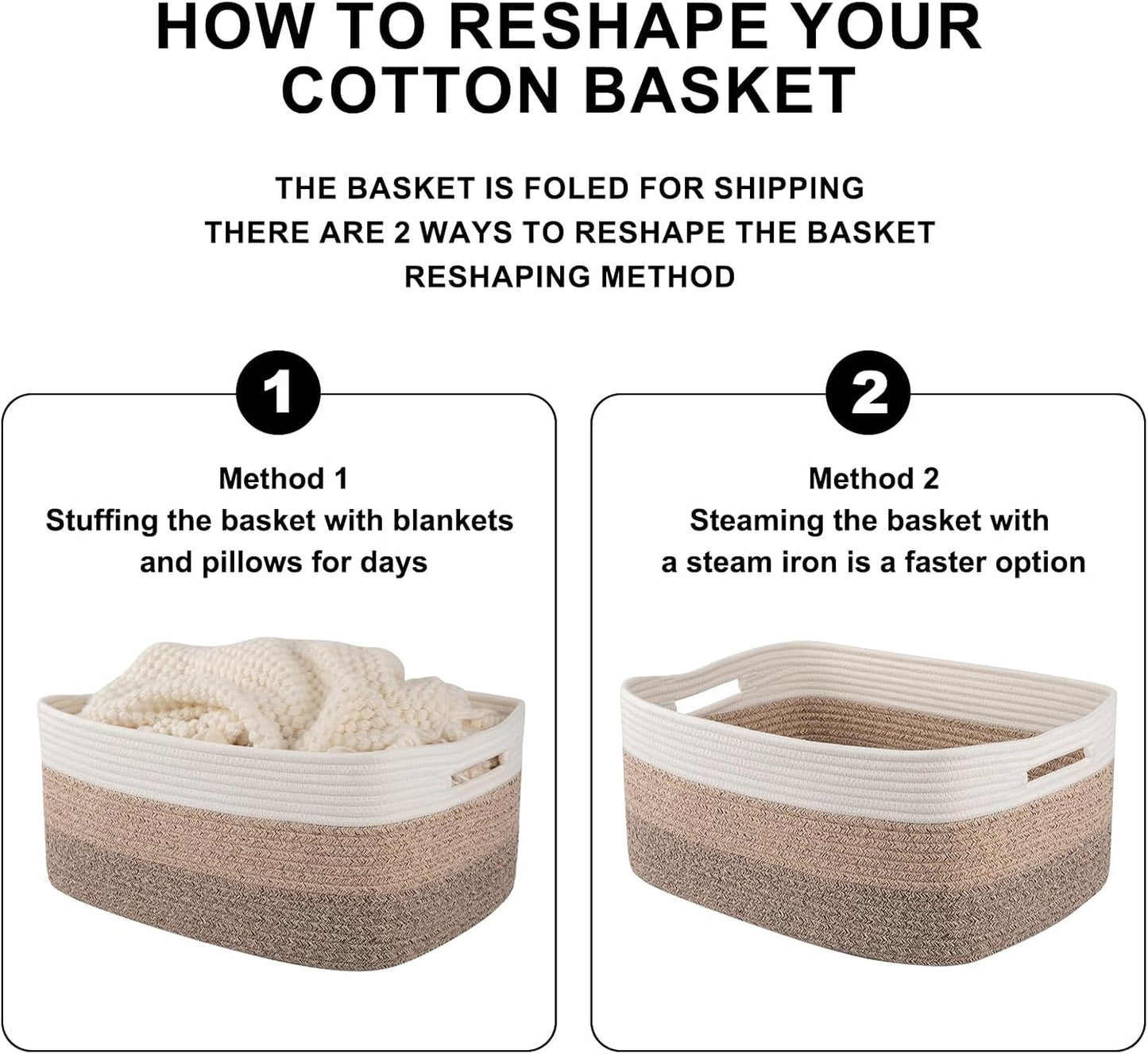 OIASKET Large Storage Basket for Organizing, Woven Rope Basket for Shelves, Closet Organizer Bins for Clothes, Blanket, Toys, Baby Nursery Storage, 17.7" x 13" x 7.87", 3 Packs Gradient Yellow