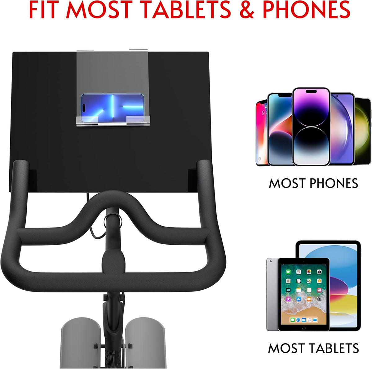 Tablet Holder Mount Compatible with Peloton Bike & Bike Plus & Row & Tread, Holder for iPad, Phone/Tablet Stand for Exercise Bicycle & Treadmill Accessories, Not for Cross Training Series