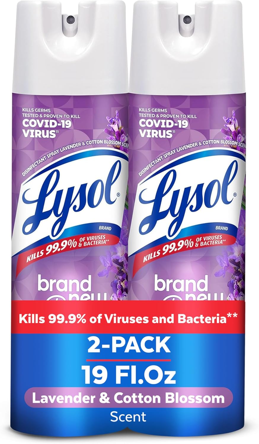 Lysol Disinfectant Spray, Household Cleaning Supplies, Disinfecting Multi-Purpose Room Spray, Antibacterial Sanitizer, Deodorizer, Kills Hantavirus, Early Morning Breeze, 19 Fl Oz (Pack of 2)