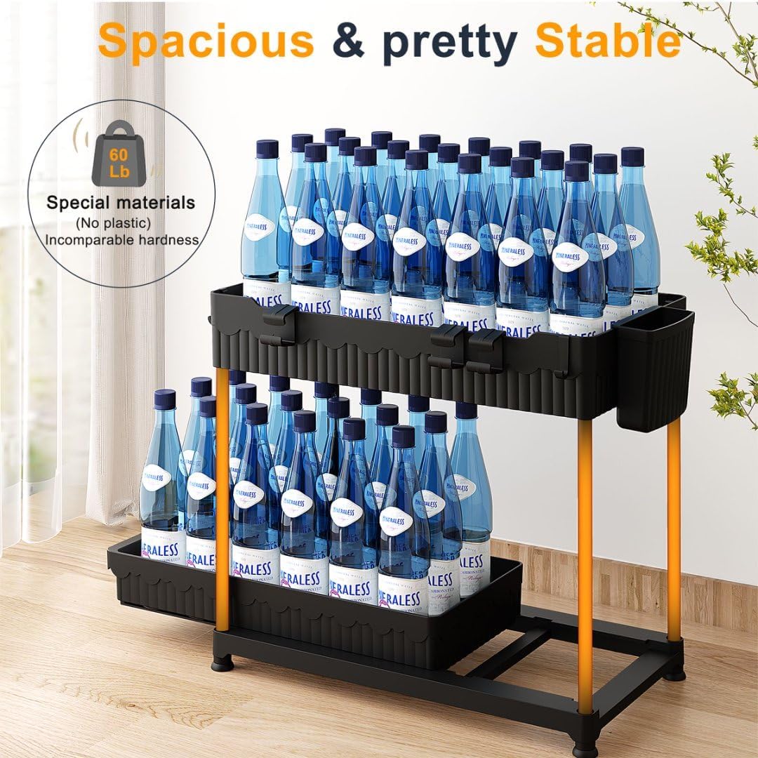 Sevenblue 3 Pack Under Sink Organizers,2-Tier Multi-Use Kitchen and Bathroom Organizers and Storage with Sliding Drawers,Bathroom Cabinet Organizer (Black, 12.8 Inch)