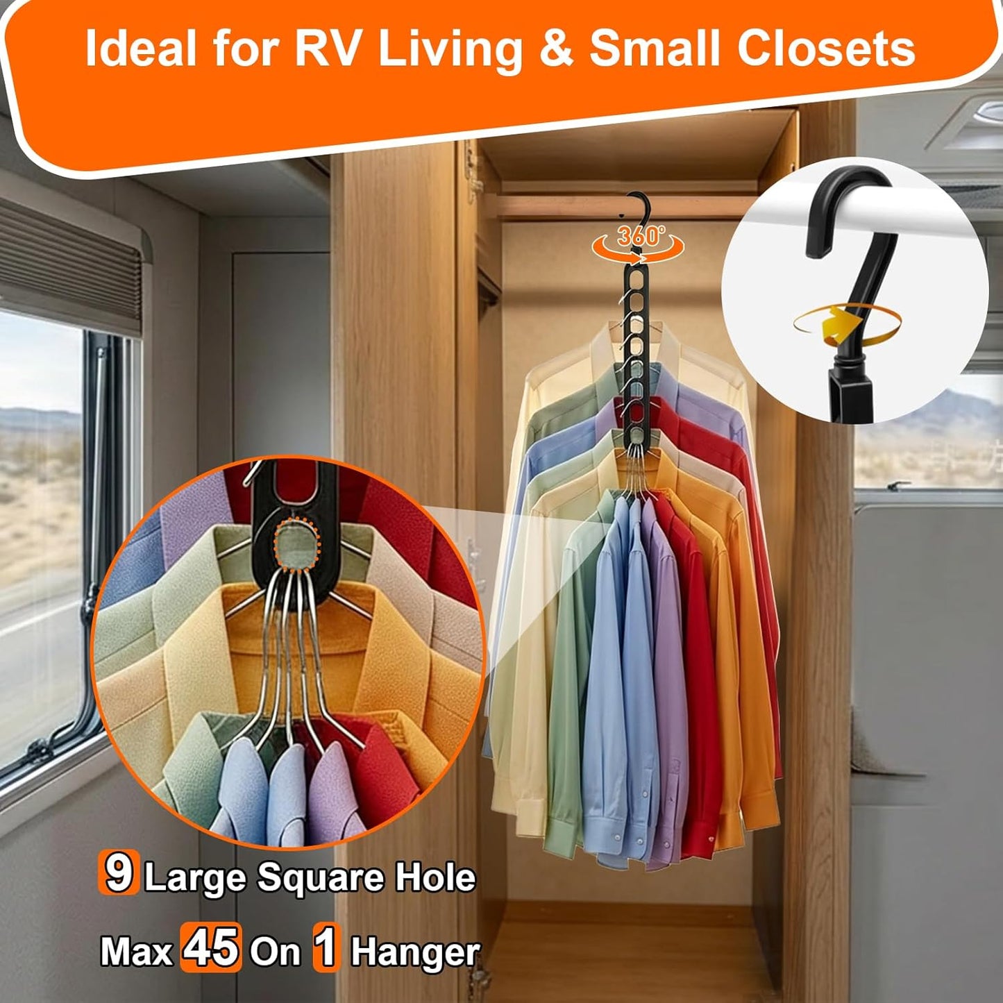 Closet Organizers and Storage,College Dorm Room Essentials,Pack of 6 Multifunctional Organizer Magic Space Saving Hangers with 9 Holes Storage Organization for Wardrobe Closet