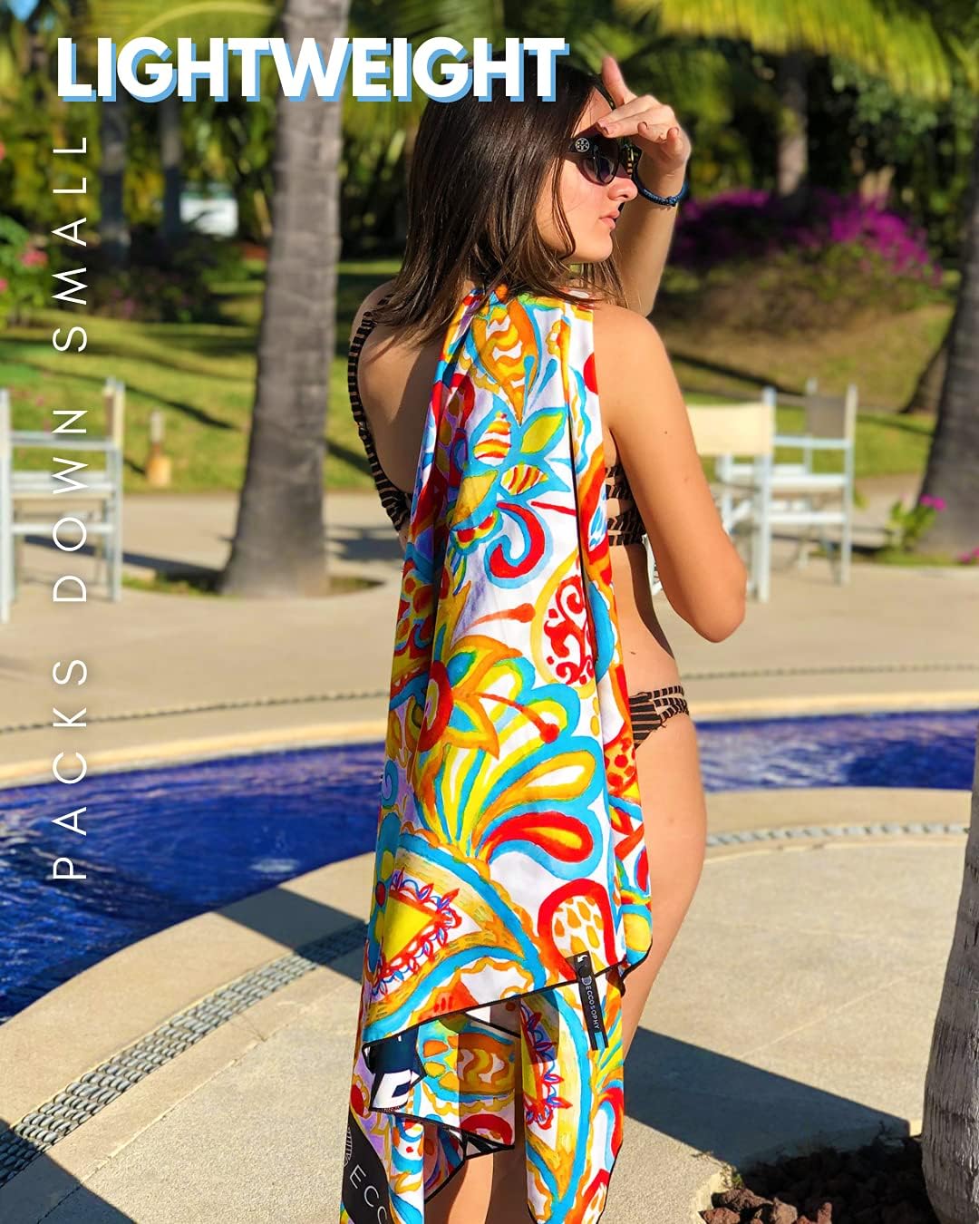 ECCOSOPHY Microfiber Beach Towel - Quick Dry, Sand Free and Oversized 71x35