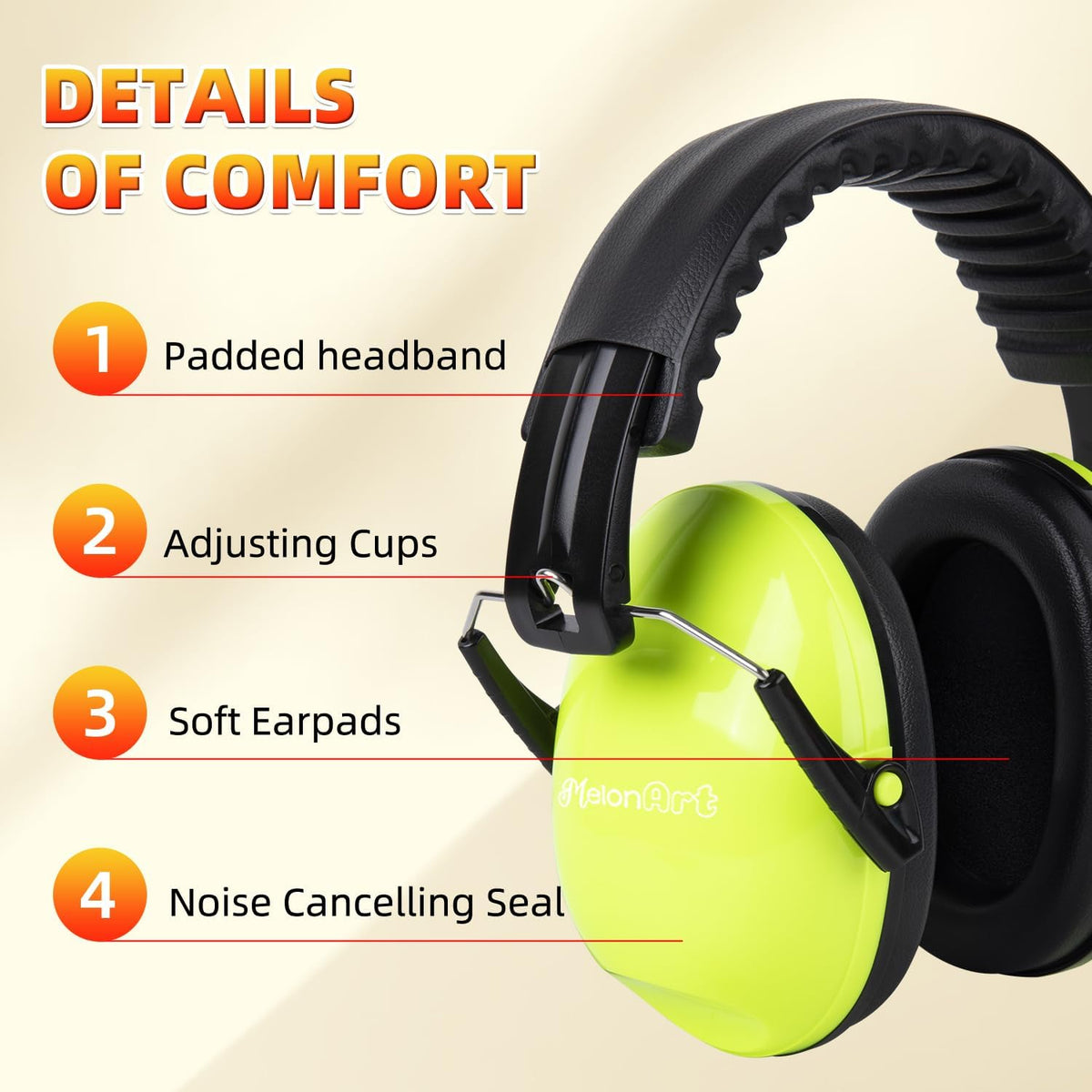 MelonArt Noise Cancelling Headphones for Kids Toddler Ear Protection 2 Pack