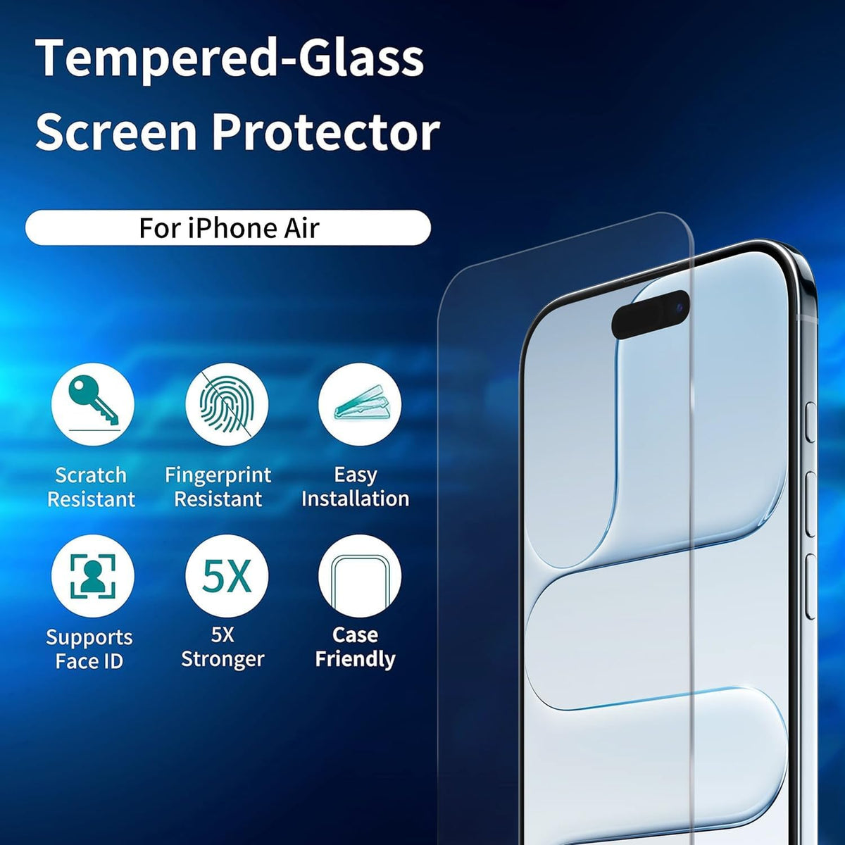 ImpactStrong 3-Pack Shatterproof Tempered Glass Screen Protector for iPhone 17 Air [Easy Installation Frame] [Bubble Free] [9H Hardness] [Full Coverage] Case Friendly, 6.6 Inch