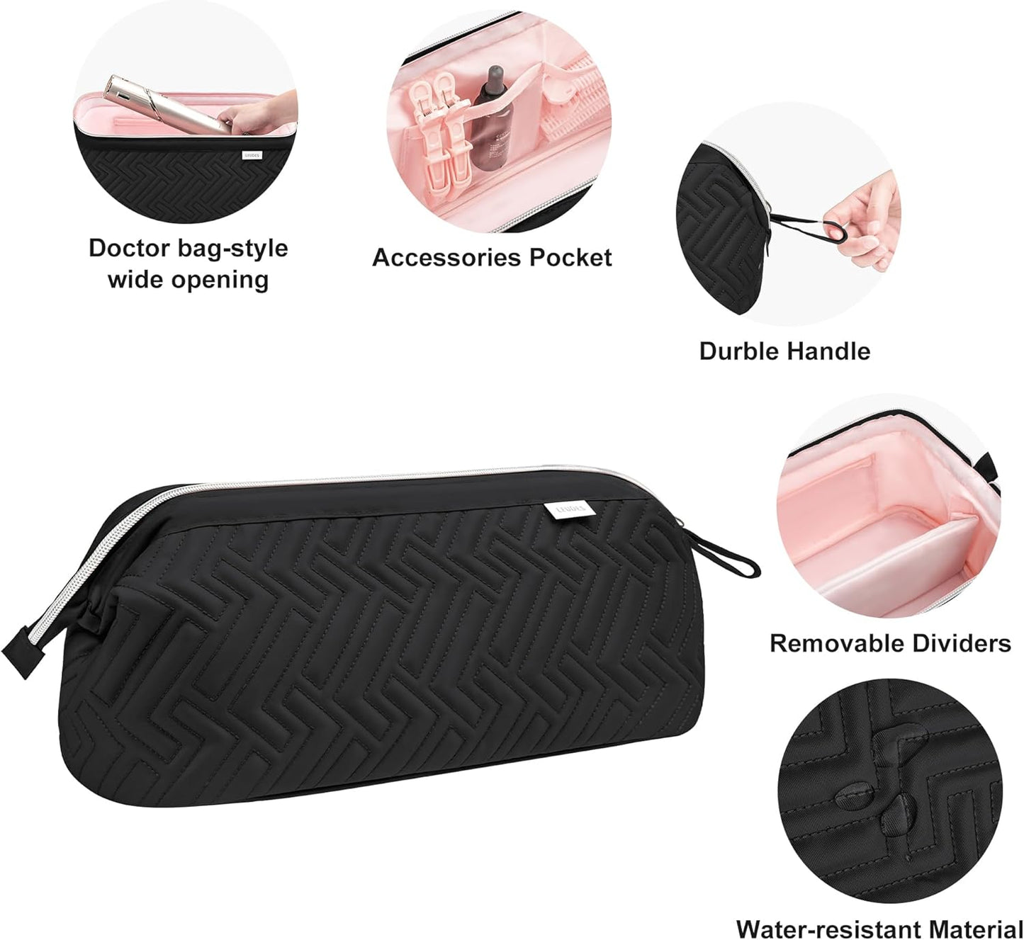 Leudes Hair Tools Travel Bag for Shark Flexstyle Carrying Case Portable Shark Hair Air Wrap Dryer Case Waterproof Dustproof Flat Curling Iron Travel Organizer (Black)
