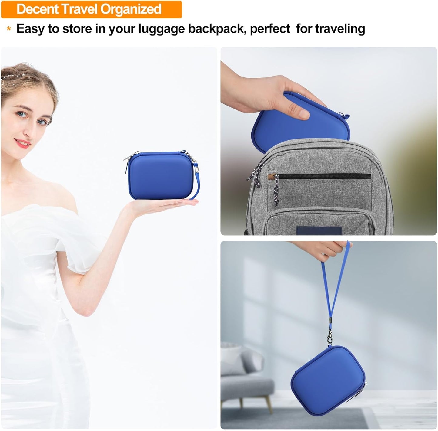 Elonbo Camera Carrying Case for KODAK PIXPRO FZ55 / FZ53 / FZ45 / FZ43 16MP Digital Camera, Vlogging Camera Storage Holder Travel Bag, Mesh Bag Fits Batteries, Cable, Memory Card, Blue