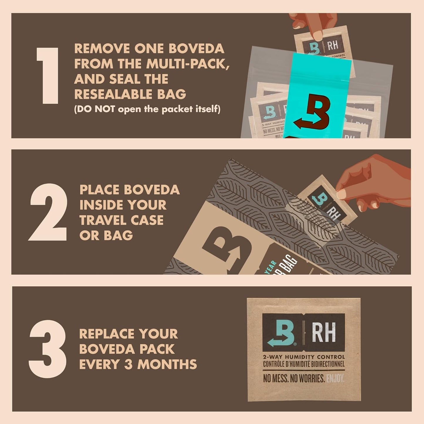Boveda 72% RH 2-Way Humidity Control – Restores & Maintains Humidity – All in One Solution for Humidification- Patented Technology - Convenient & Versatile - 10 Count Resealable Bag