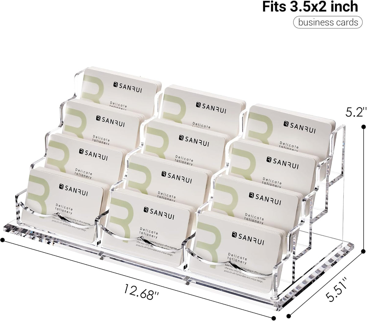 YUXUN Business Card Holder Display for Desk-12 Slots 4 Tier