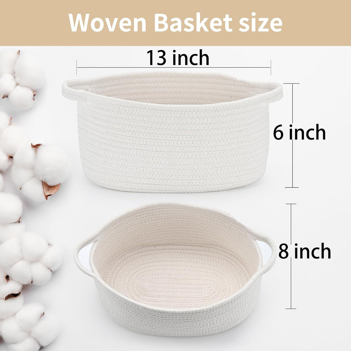 Happyiren Cute Woven Storage Basket with Handle, Baskets for Gifts Empty | 2 Pack Gift Baskets for Birthday Baby Shower Raffle Burr Fundraiser Teacher, Decorative Organizer Box for Home Refresh