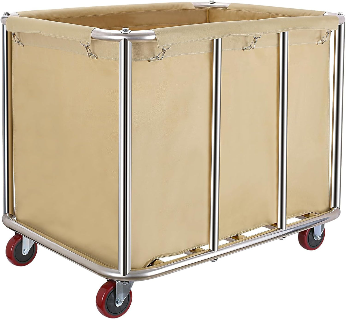 JJSMKCH Commercial Laundry Cart with Wheels, 400L Capacity, Sturdy Steel Frame, Waterproof Oxford Cloth, 330 lbs Load, Blue