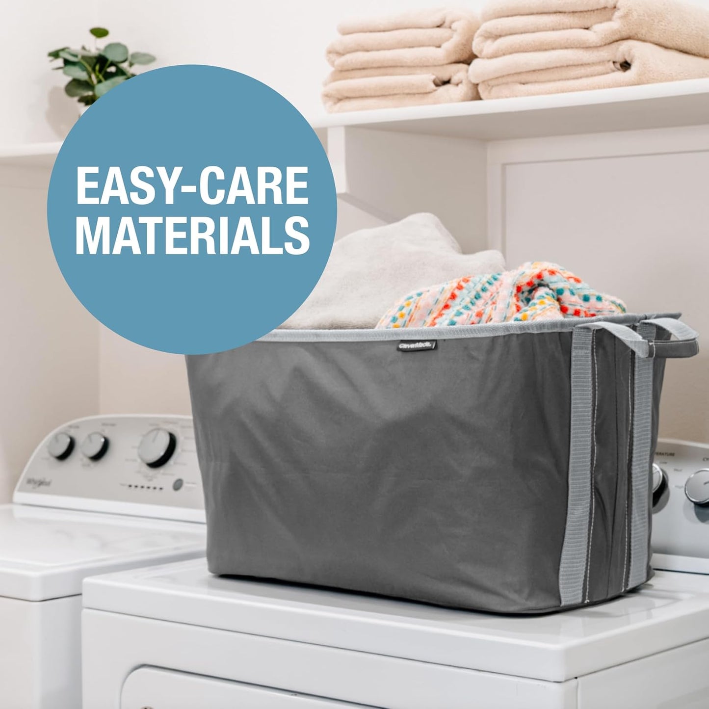 Collapsible Laundry Basket - Shadow Gray/Stone Gray (2PK) | Clear Floor Space Between Laundry Days | Each Basket Holds 55 lb, Stays Upright While Loading, and Folds to 1.25 Inches