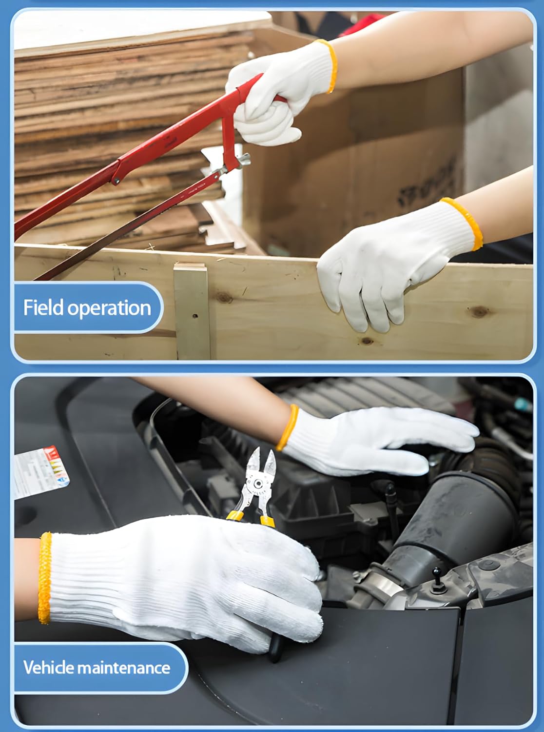 Unisex white cotton polyester knittedsafety gloves,suitable for gardening,warehouse,cooking work-12/36/240 pairs