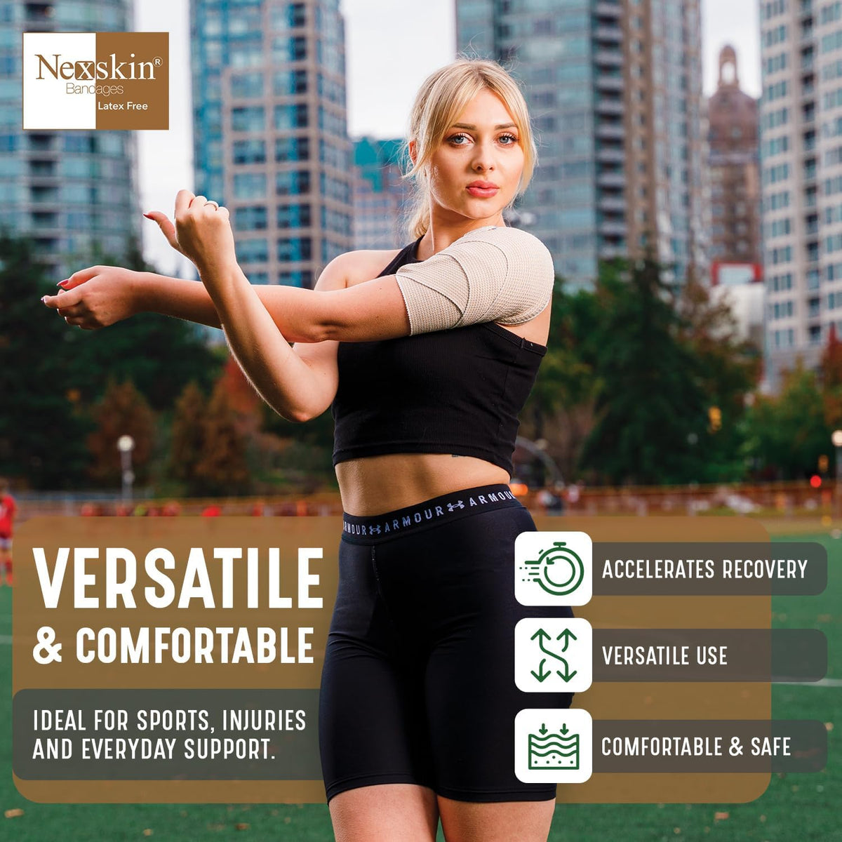Premium Elastic Bandage Wrap (3” Wide, 50 Pack) - Nexskin Latex Free Athletic/Medical Compression Bandages Hook & Loop Fasteners at Both Ends - Lifetime Washable & Reusable Bandages