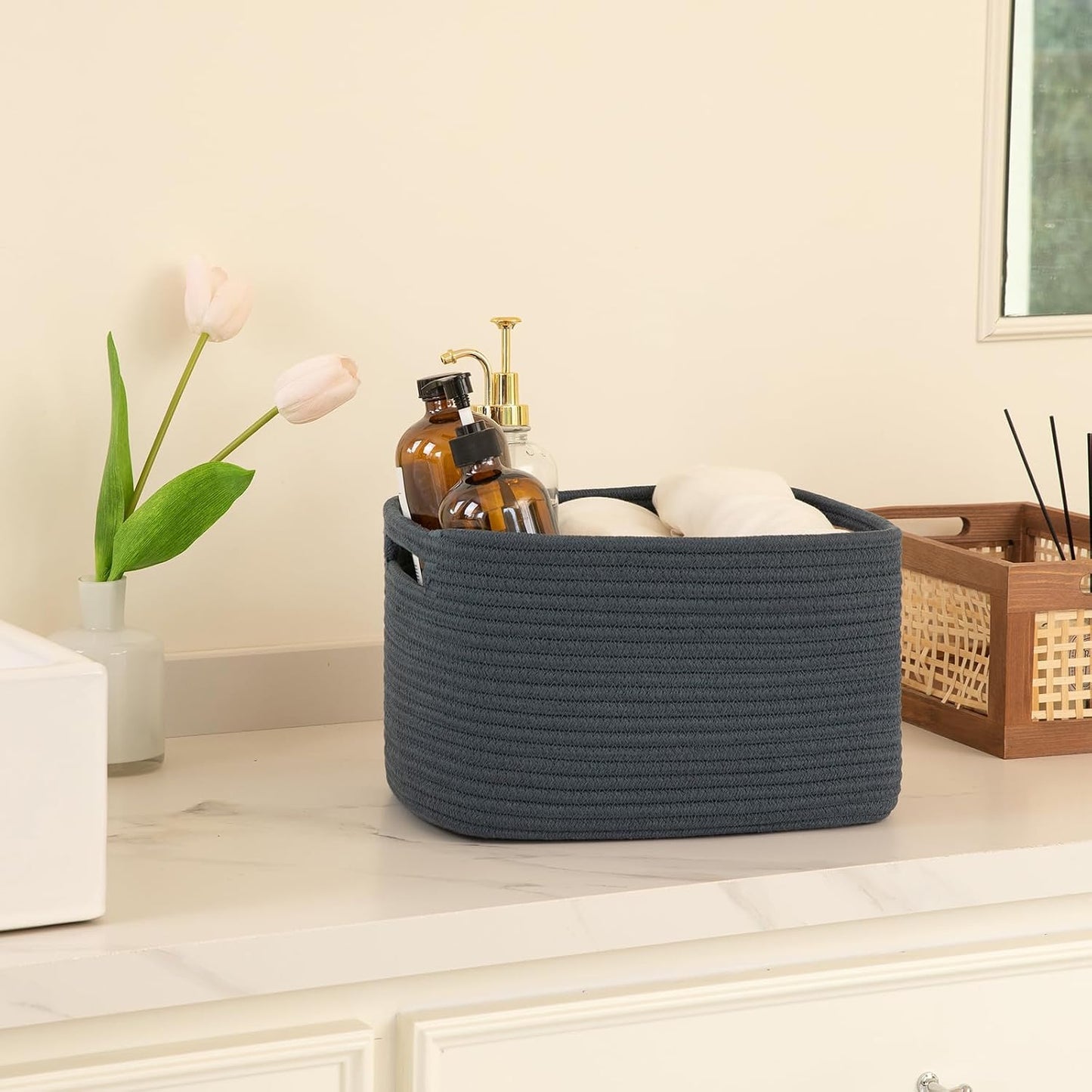OIAHOMY 4 Pack Storage Baskets for Organizing 15L Cube Storage Bins Blue
