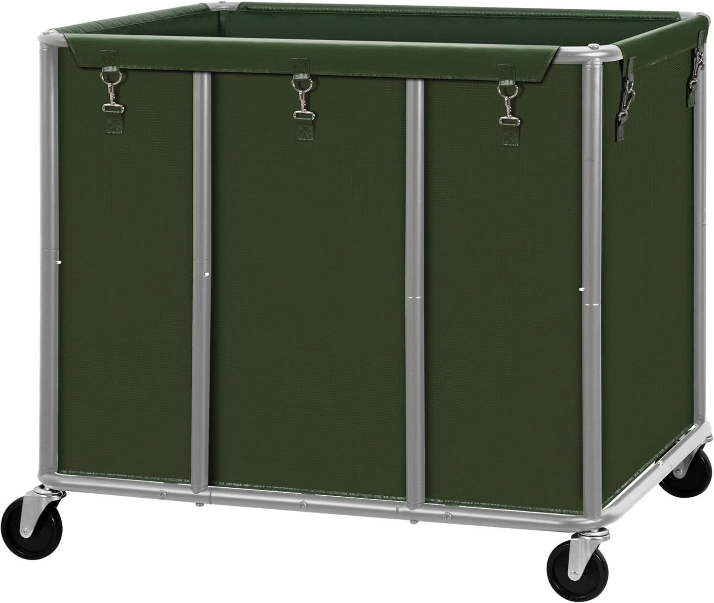 STO STO Commercial Laundry Cart with Lockable Wheels, Large 420L Industrial Rolling Laundry Hamper with Steel Frame, Removable Waterproof Bag, 400 lbs Capacity for Hotels, Hospitals, Factories, Green