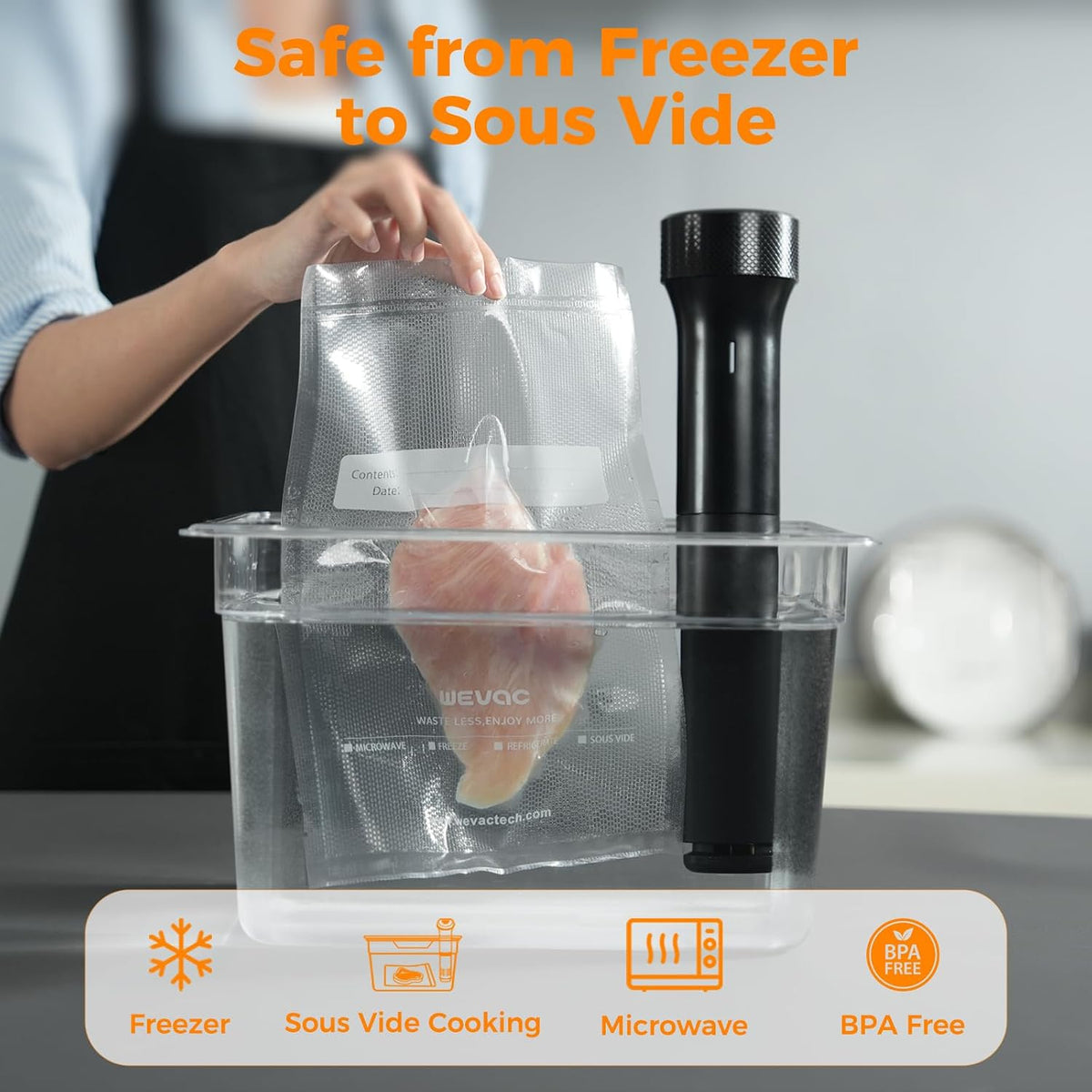 Wevac Vacuum Sealer Bags for Food 6x50 2 Rolls, Fit Food Saver Machines