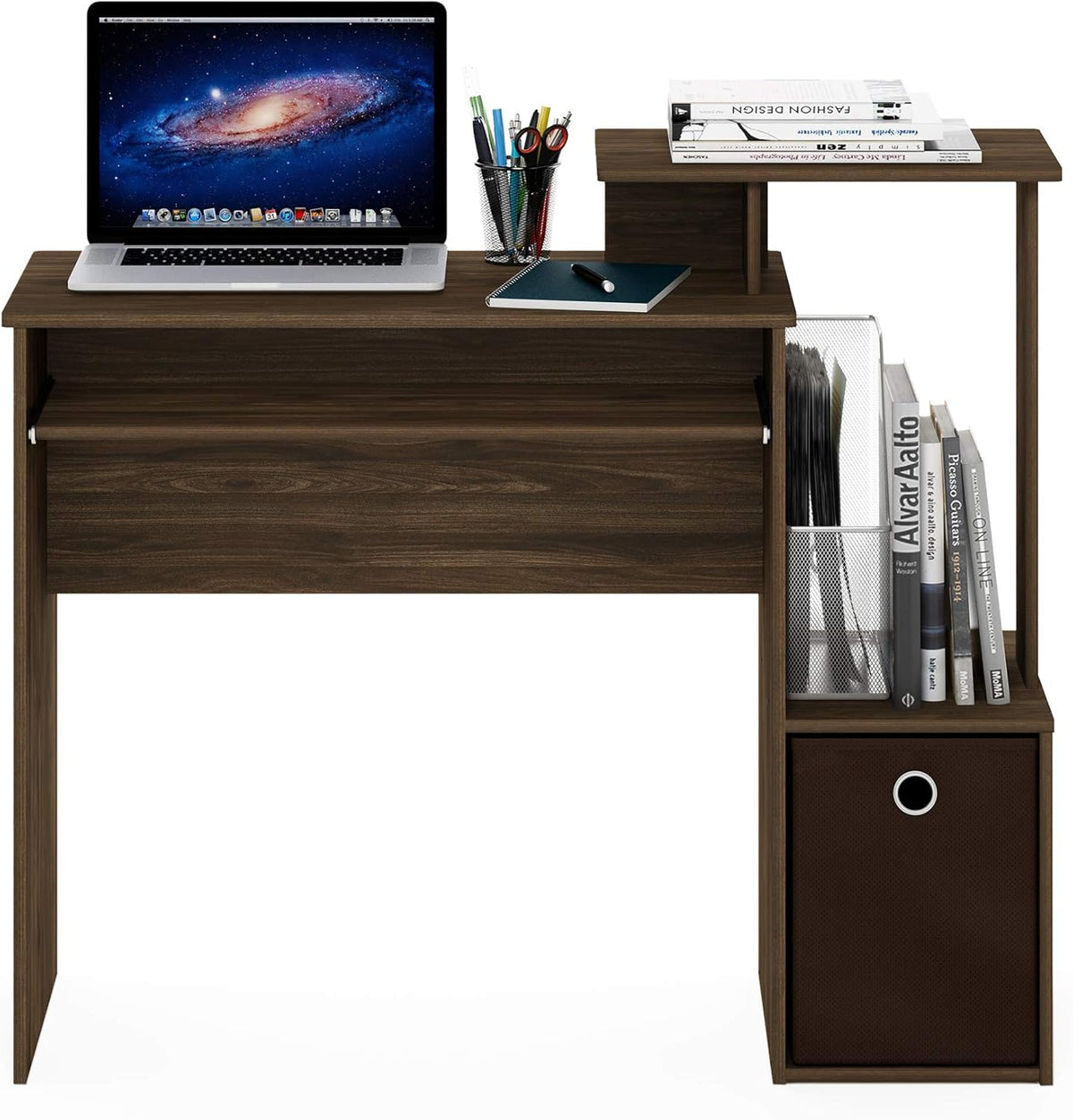 Furinno Econ Multipurpose Home Office Computer Writing Desk, Columbia Walnut/Dark Brown, 15.8"D x 39.4"W x 34.09"H