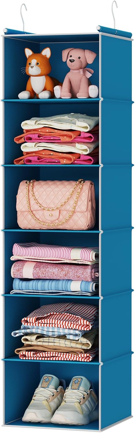 Hanging Shelf Closet Storage Organizer Removable Drawers ，Hanging Storage Organizer Hanging Sweater 2 Sock Underwear Drawers for Closet, Bedroom, Beige