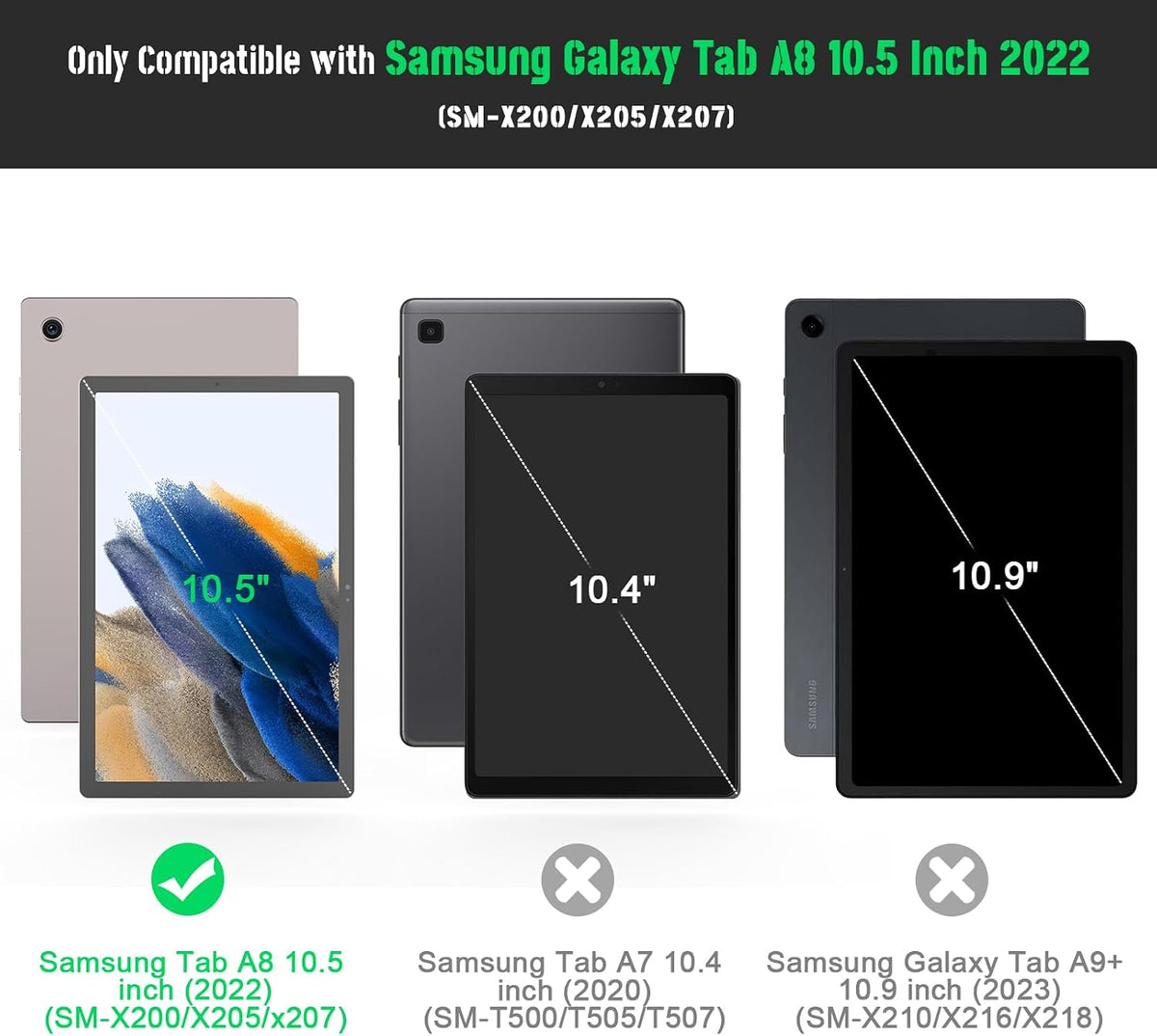 Galaxy Tab A8 10.5 Case with Kickstand, Hybrid Shockproof Rugged Cover for Samsung A8 Tablet Case 10.5 Inch (SM-X200/X205/X207), Gray+Black