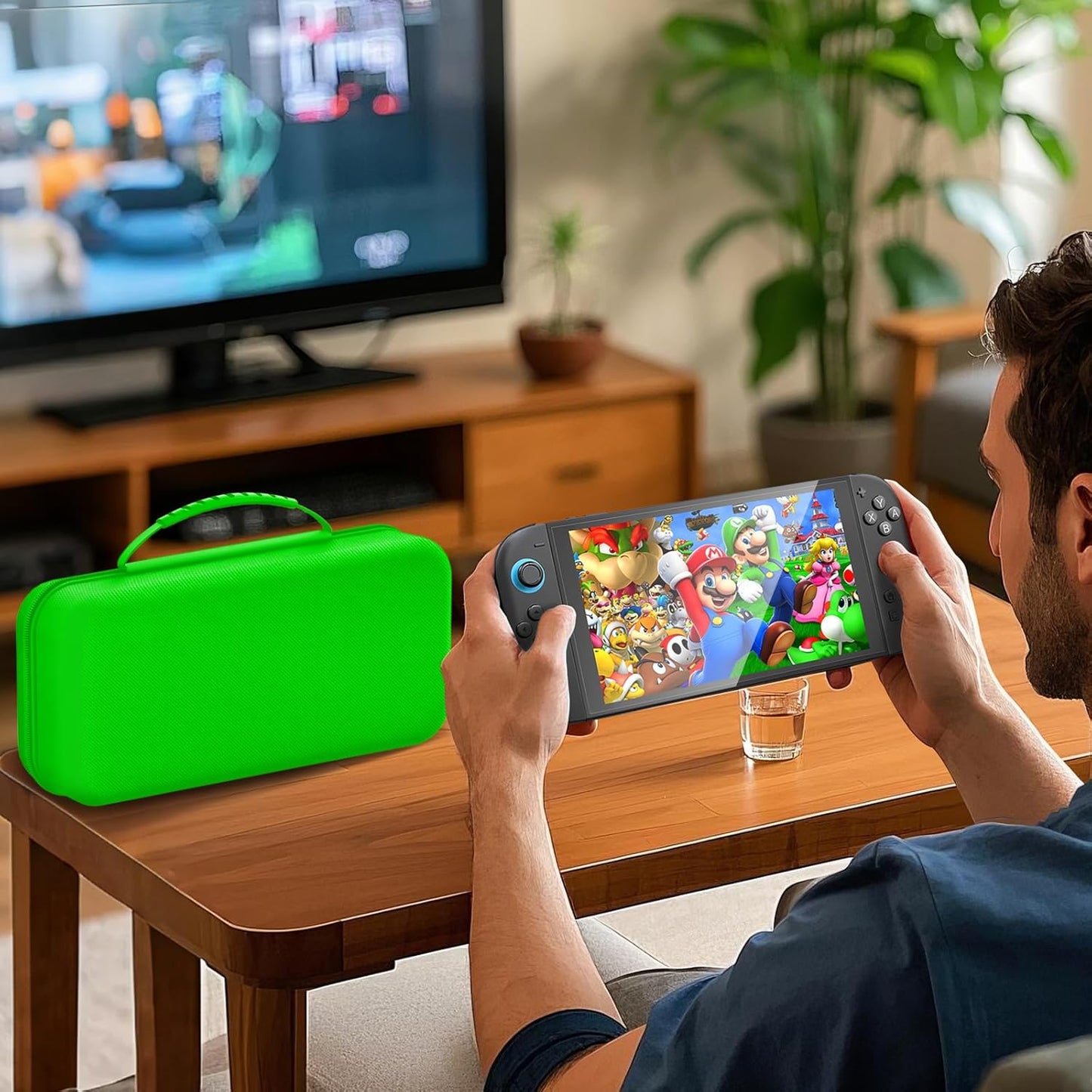 daydayup Switch Carrying Case Compatible with Nintendo Switch 2, with 24 Games Cartridges Protective Hard Shell Travel Carrying Pouch DS Case Green