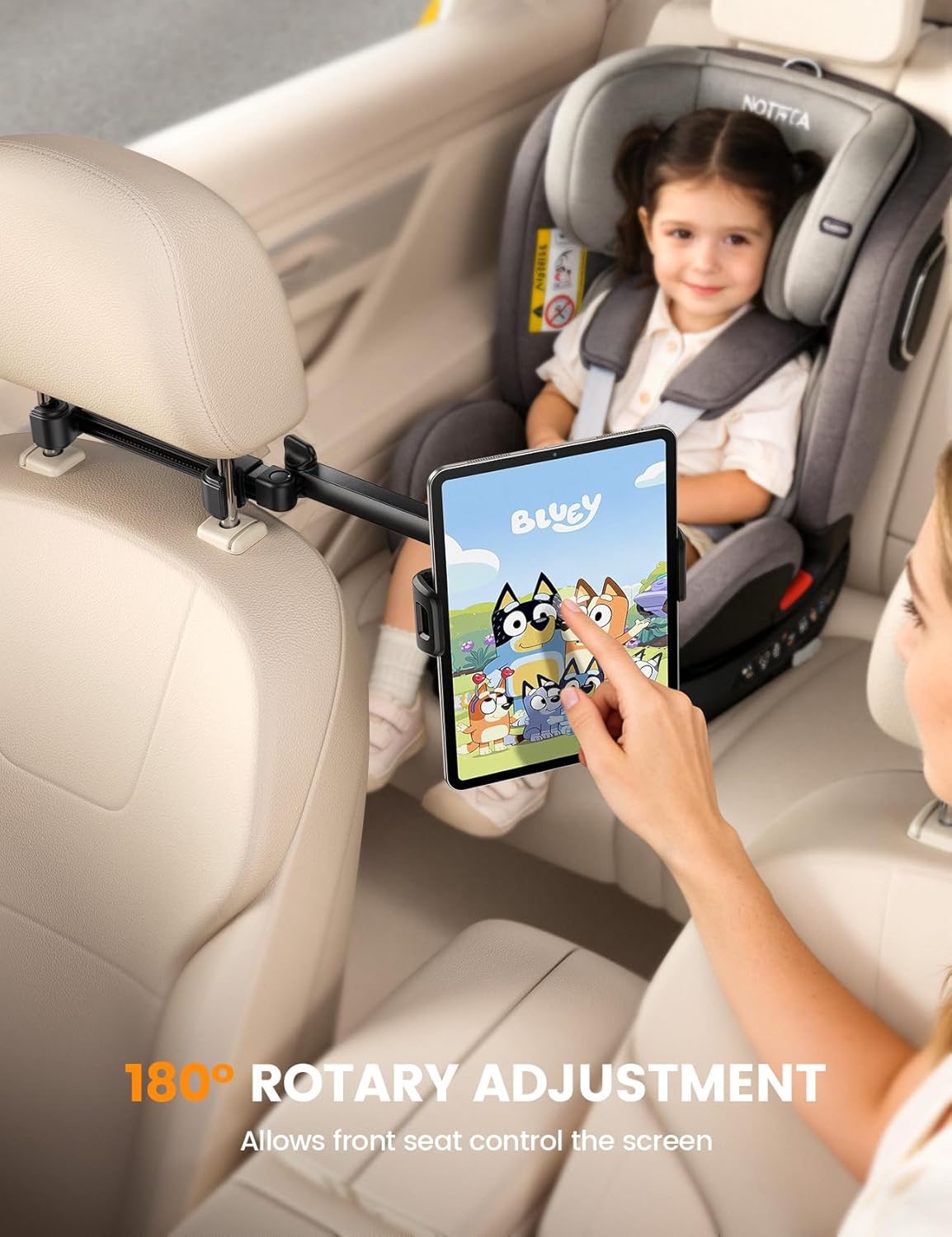 Lamicall Car Headrest Tablet Holder - [Foldable Clip] [Lockable] Tablet Mount for Car Backseat, Car Accessories for Kids, for iPad Pro, Air, Mini, Galaxy Tab, Fire HD, 5.4-13" Tablets