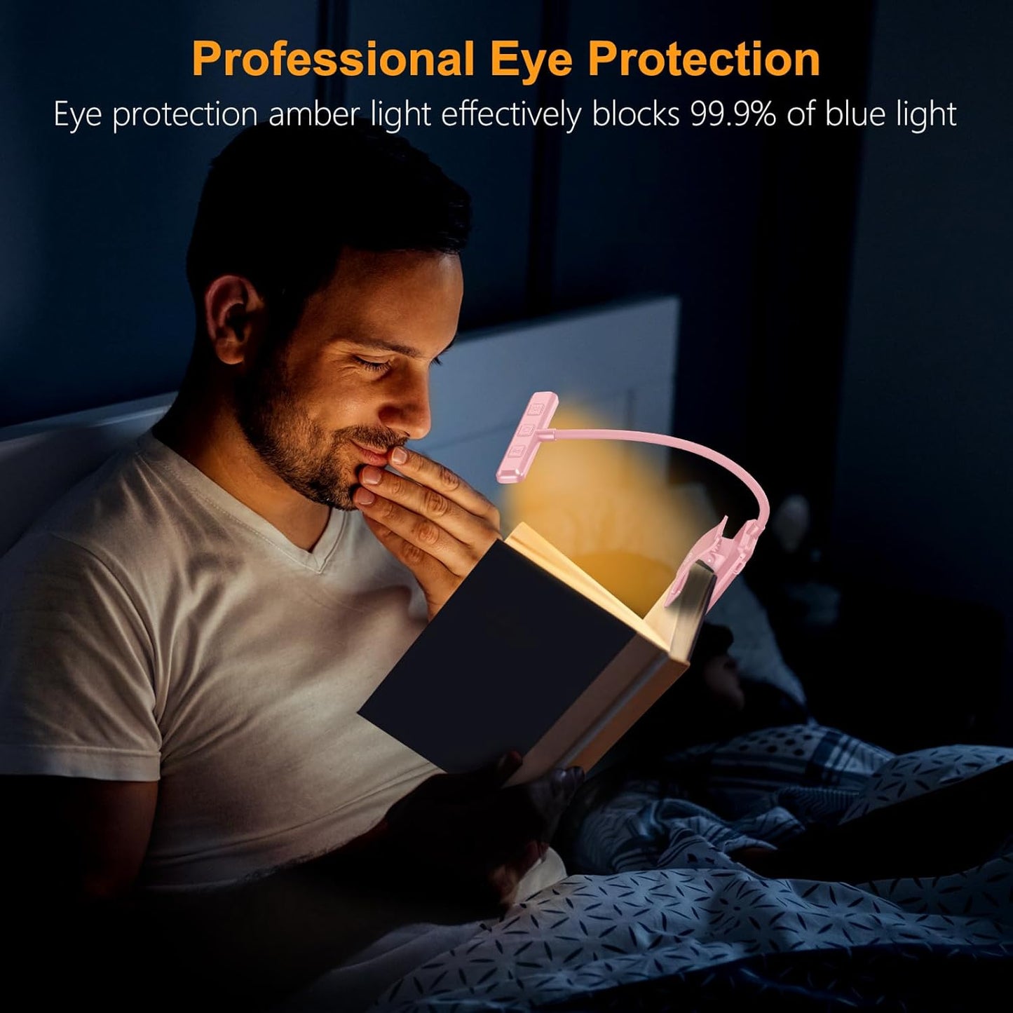Gritin 19 LED Rechargeable Book Light for Reading in Bed with Memory Function- Eye Caring 3 Color Temperatures,Stepless Dimming Brightness,90 Hrs Runtime Clip on Light for Book Lovers-Pink
