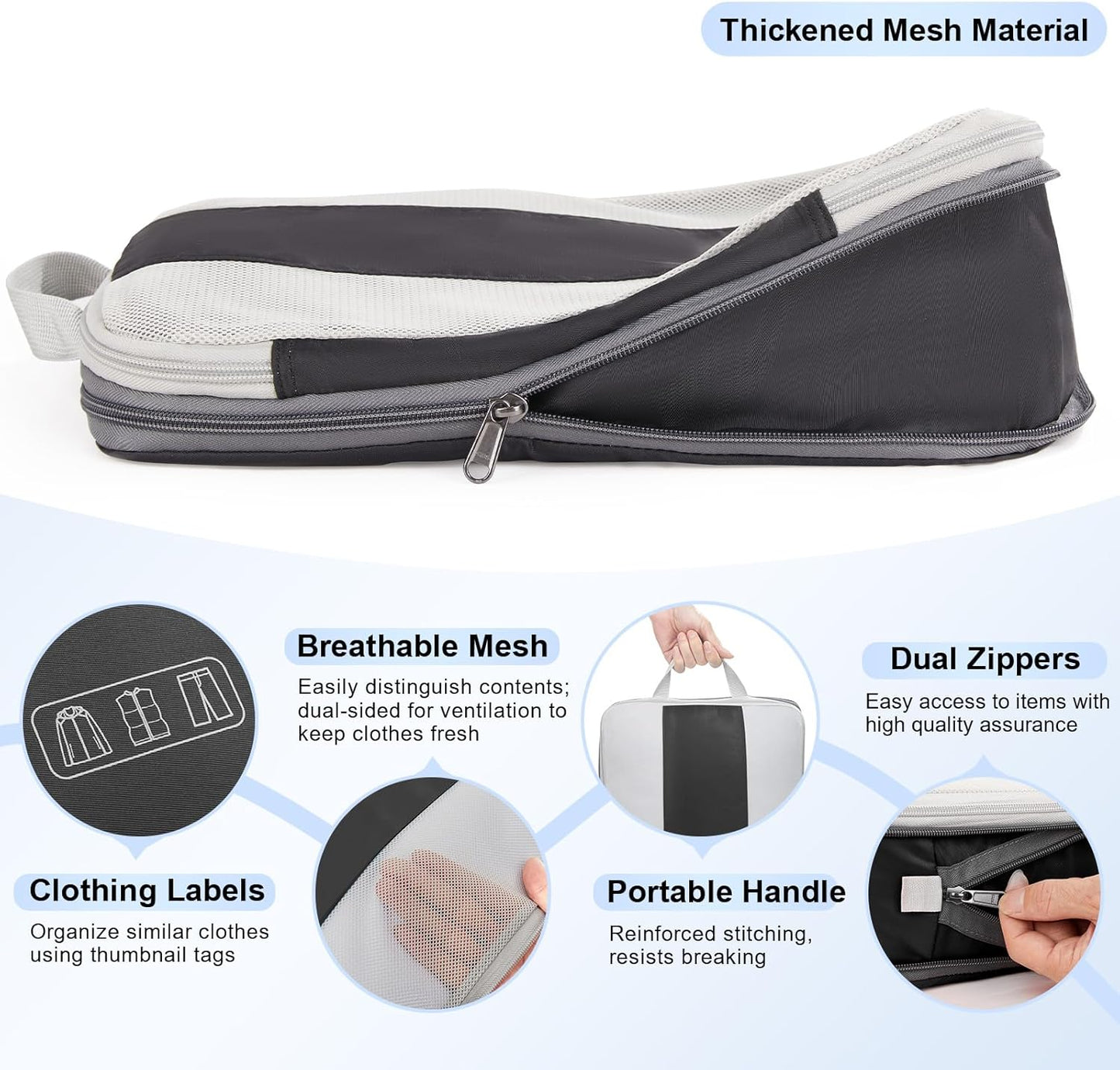 4 Set Compression Packing Cubes for Travel Essentials,Compressible Expandable Packing Cubes for Suitcase,OlarHike Luggage Garment Bags for Travel,Handy Helper for Organizing Clothes(Black)