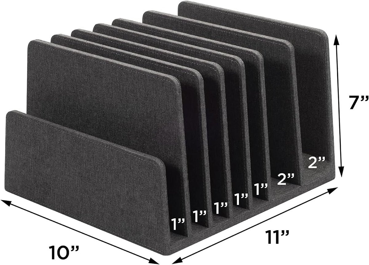 MobileVision Executive Dark Gray Device Organizer for Smartphones, Tablets and Laptops, 7 Slots with Extra Wide Slots for Laptops