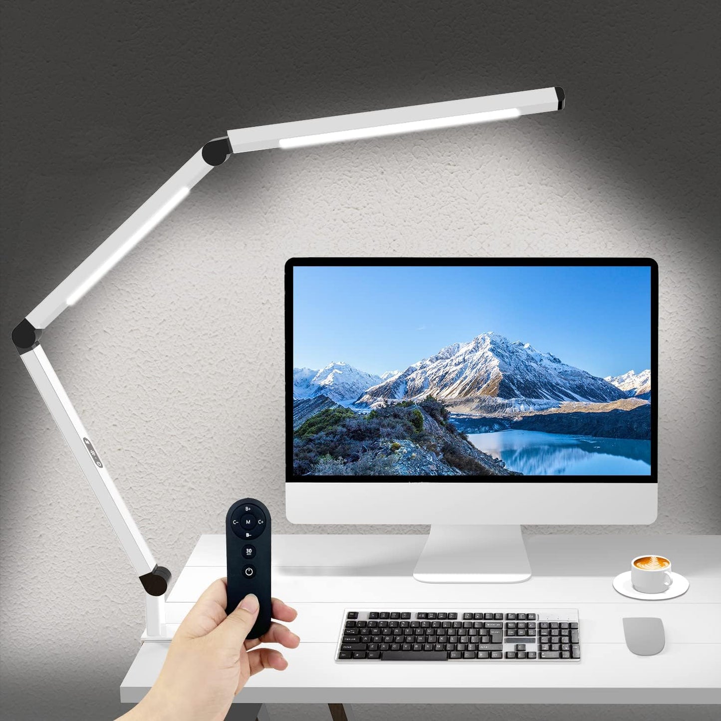 LED Desk Lamp with Clamp, Architect Desk Lamp with Dual Light and Adjustable Swing Arm, Clip-on Eye-Care 4 CCT Modes & 5 Brightness Levels Table Light Modern Computer Lighting for Home Office