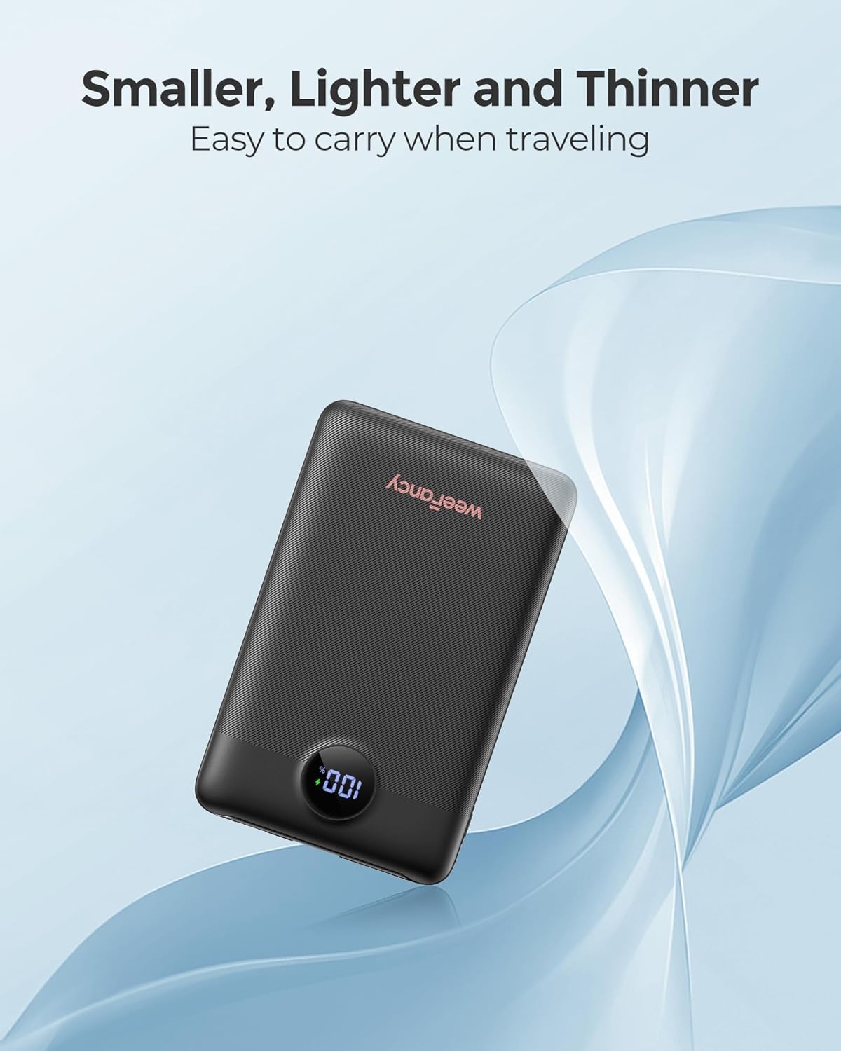 WeeFancy Mini Portable Charger with Built-in Cables—10000mAh 22.5W Fast Charging Power Bank,Smaller USB-C Battery Pack for iPhone,Samsung,Android,Flight&Travel-Friendly,TSA-Compliant