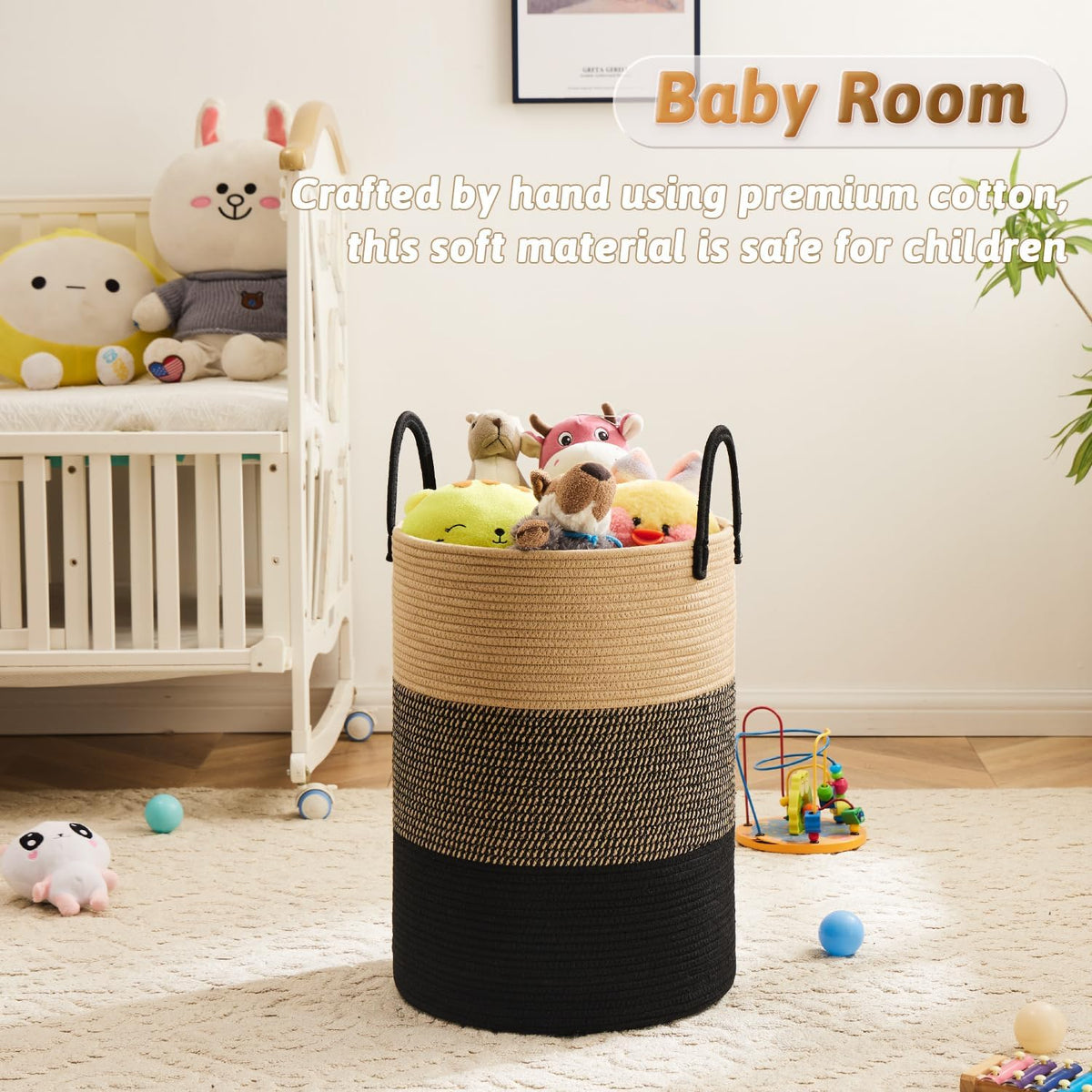 Artfeel Laundry Basket,Woven Cotton Rope Laundry Hamper,60L for Decorative Storage of Dirty Clothes,Toys and Blankets in Bathroom,Bedroom and Living Room