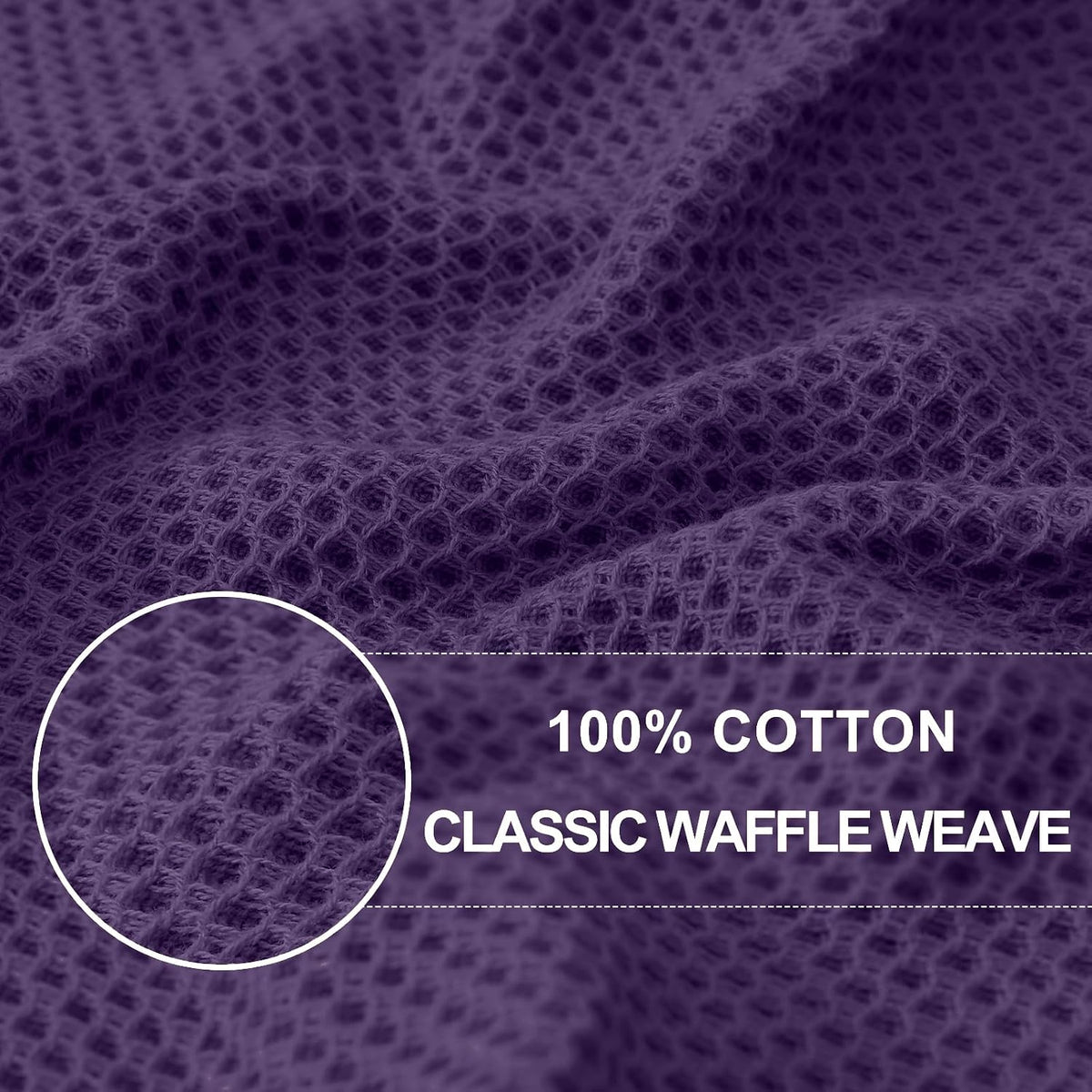 Homaxy 100% Cotton Waffle Weave Kitchen Dish Cloths 6-Pack, Eggplant