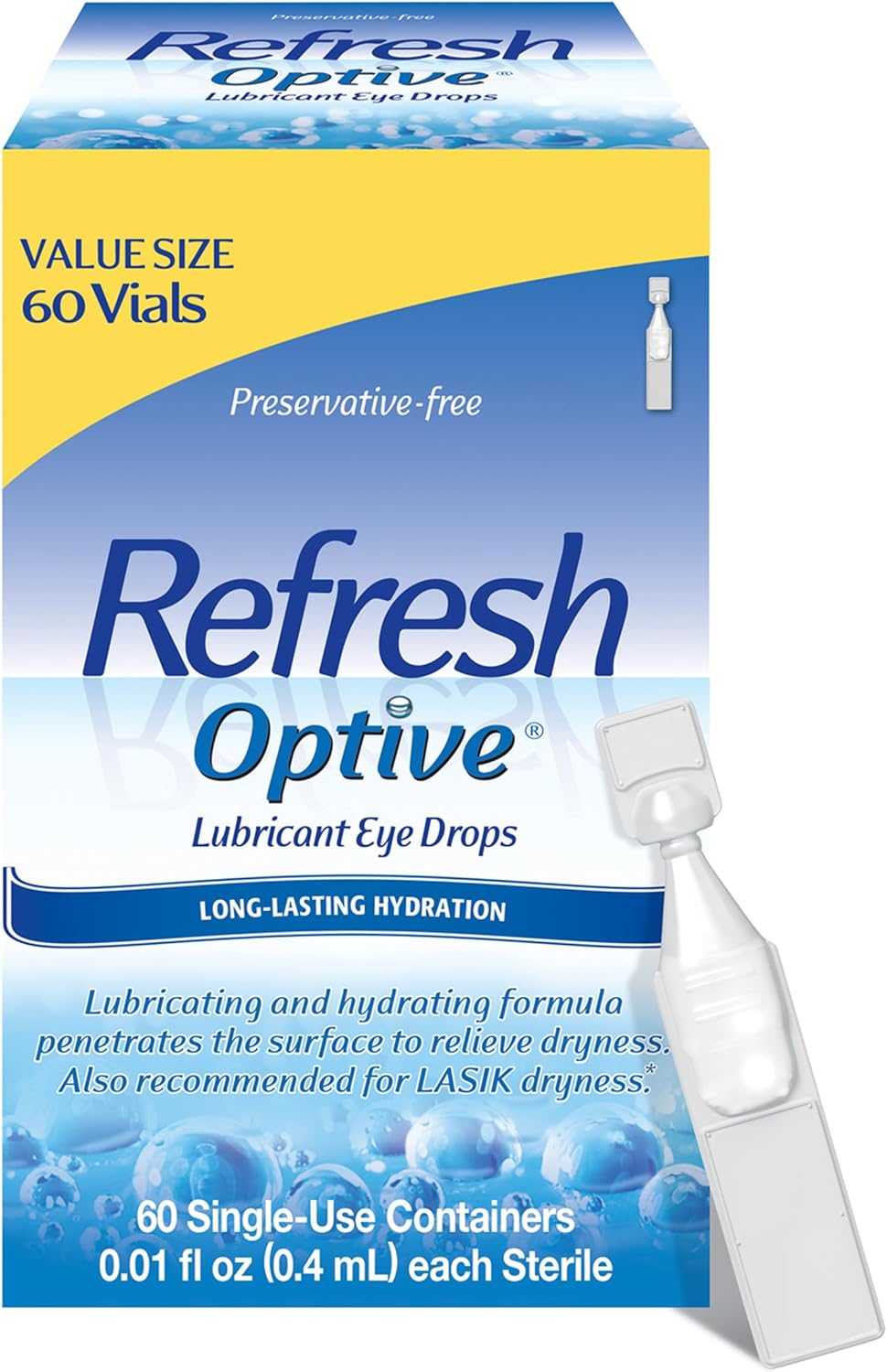 REFRESH OPTIVE Preservative-Free Artificial Tears Lubricant Eye Drops, 0.01 fl oz (0.4 mL), 60 Single-Use Containers