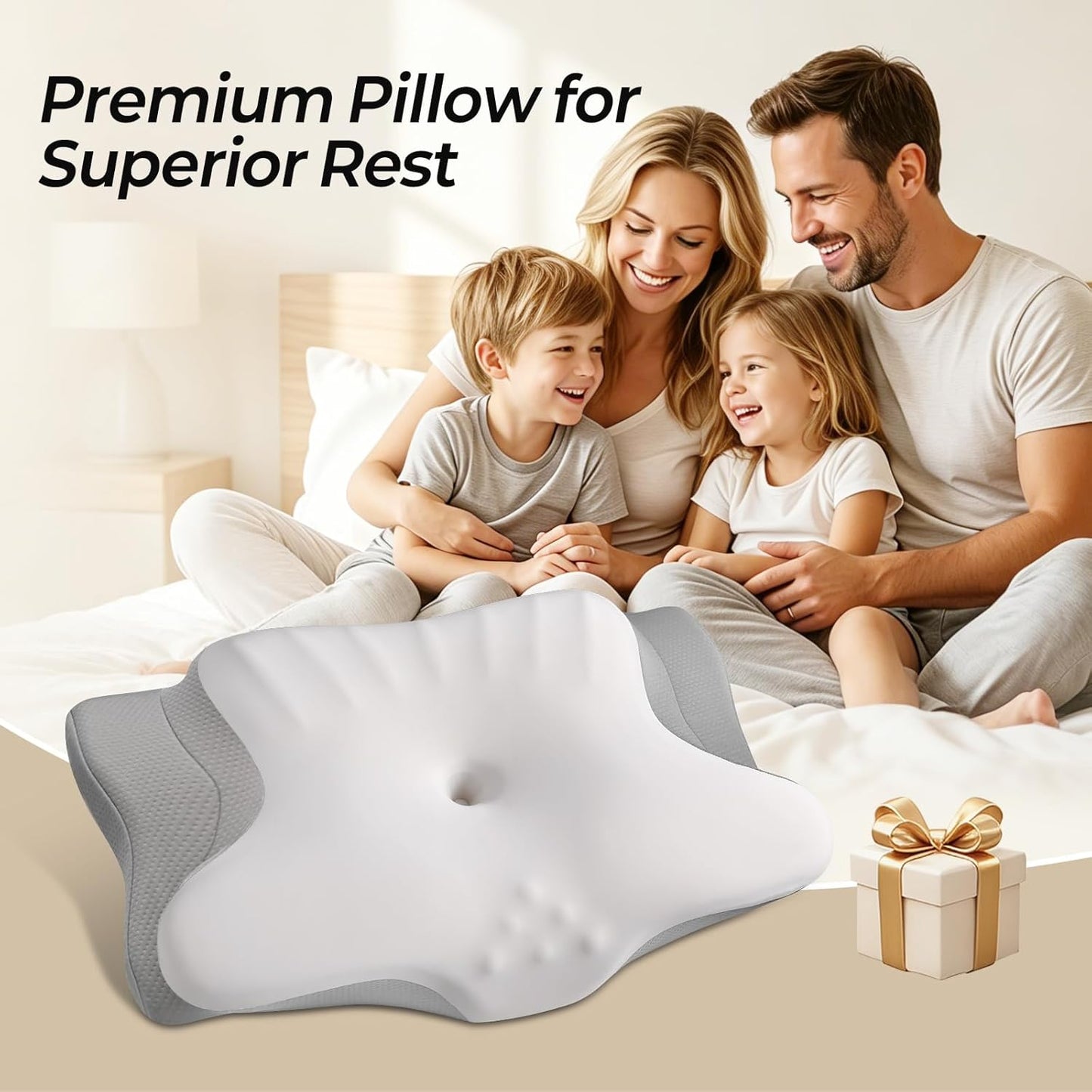 Ylekto Cervical Neck Pillow for Pain Relief - Contour Memory Foam Pillows for Sleeping, Ergonomic Pillow Side Sleeper Pillow for Neck Support, Orthopedic Bed Pillow for Side Back Stomach Sleepers