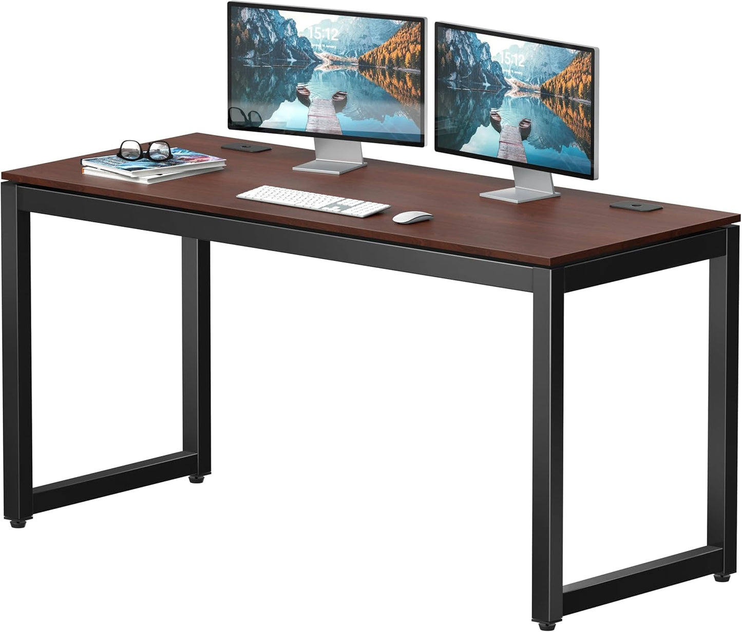 SHW 55-Inch Commercial-Grade Office Computer Desk, Cherry