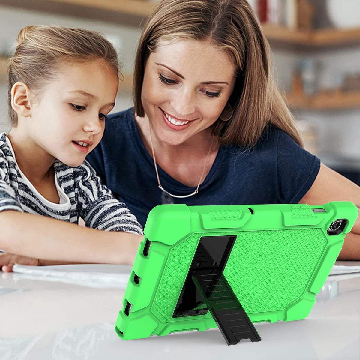 Galaxy Tab A8 10.5 Case with Kickstand, Hybrid Shockproof Rugged Cover for Samsung A8 Tablet Case 10.5 Inch (SM-X200/X205/X207), Green+Black