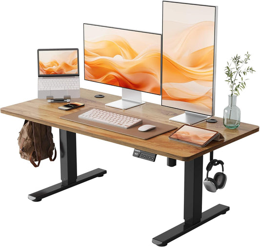 YIHAYO Low Height Adjustable Desk, Lifts 18.1-28.3 Inches, Electric Standing Desk for Short People, 48 x 24 Inches Computer Table with Splice Board for Home Office, Rustic Brown