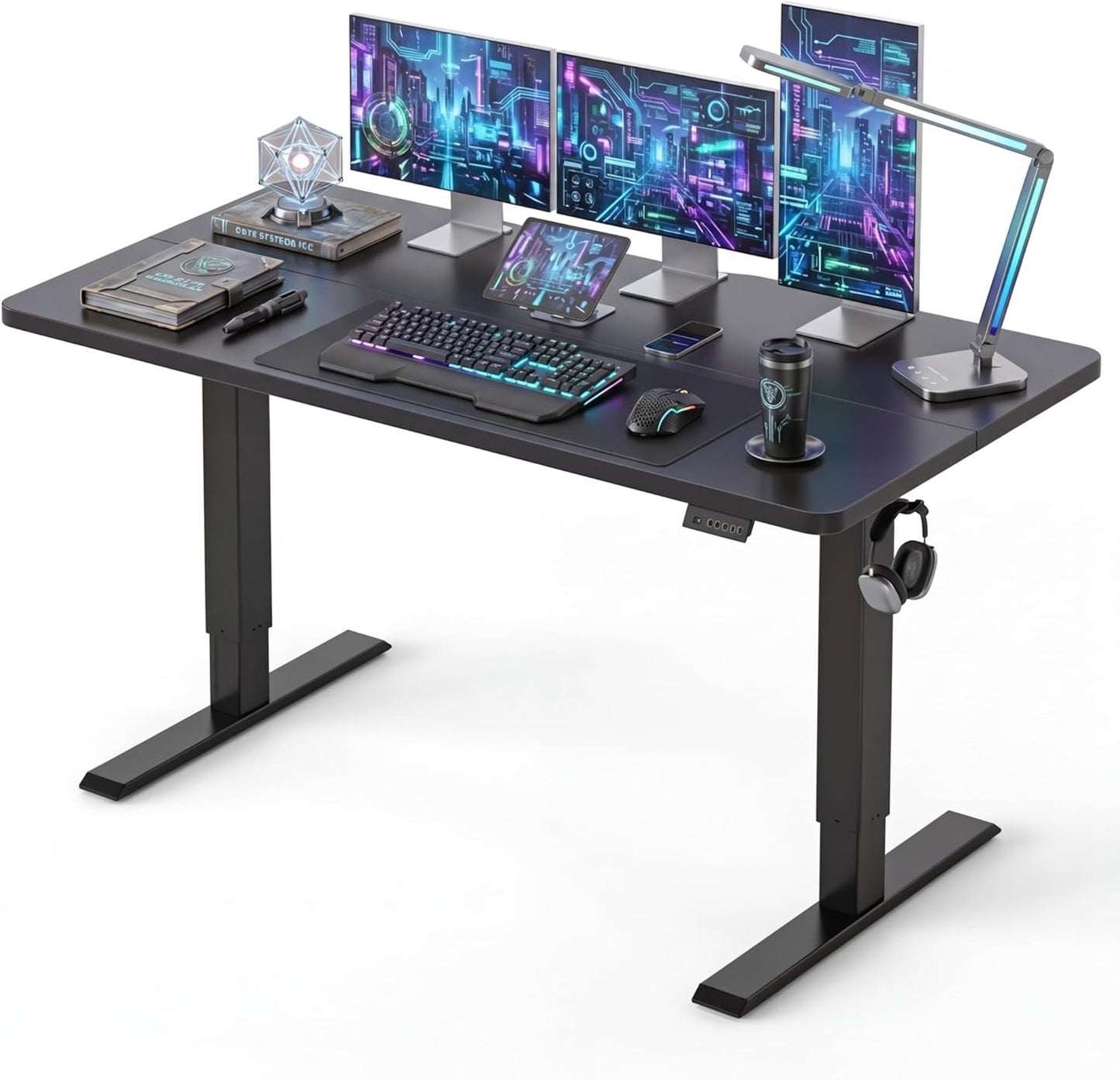 CubiCubi 55 x 24 Standing Desk, Height Adjustable Electric Computer Desk, Sit Stand up Home Office Workstations, Black