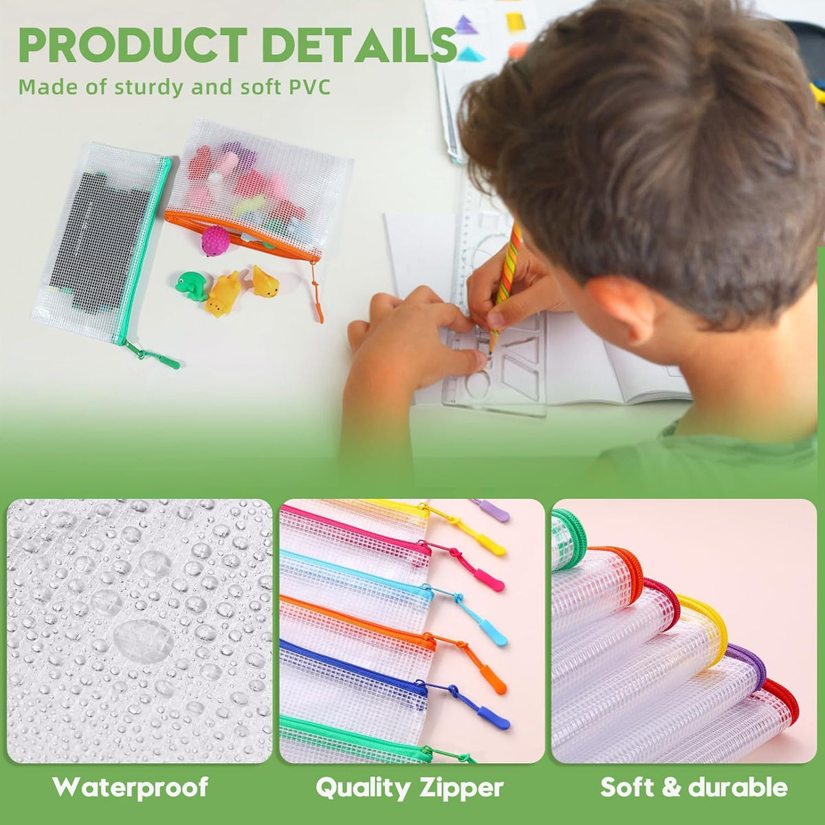 YOPCDJ 25pcs Mesh Zipper Pouch Bags for Organization,Toy Storage Bags,Clear Zipper Pouch Suitable for Travel,Classroom and Home
