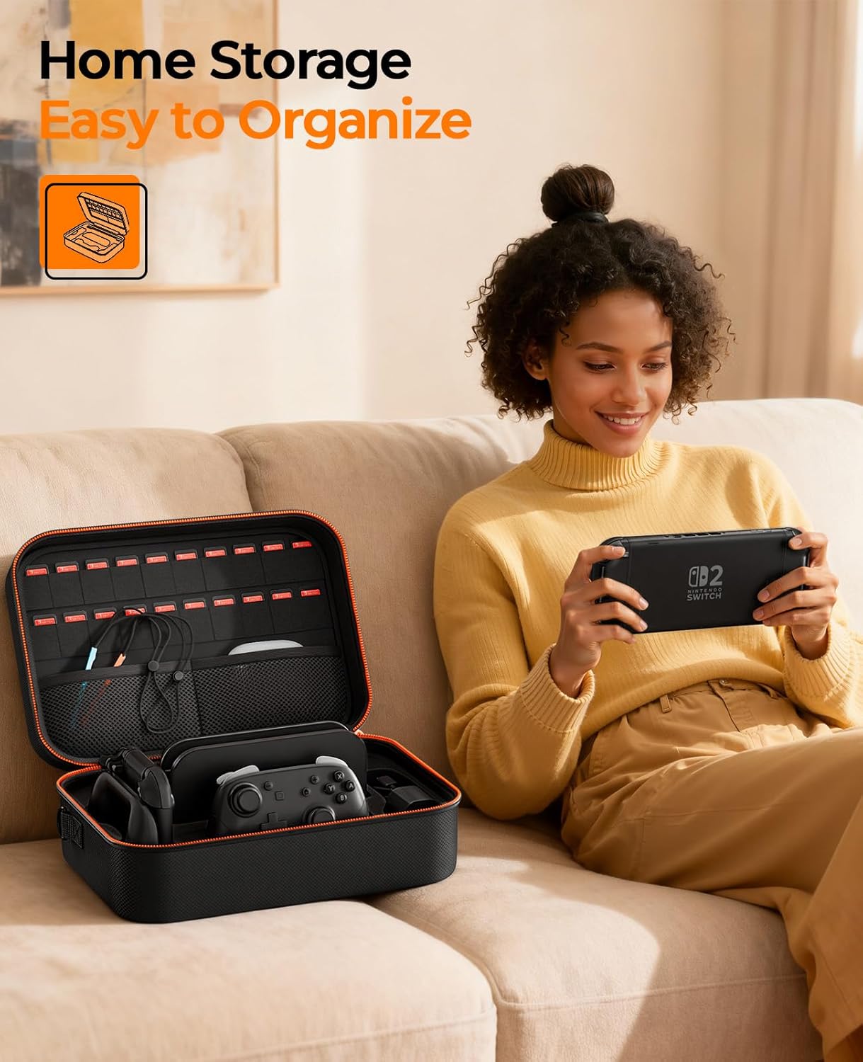 COOWPS Switch 2 Case for Nintendo Switch 2, with 4Pcs Thumb Grips, 20 Game Card Slots, Portable Full Protection All In One Travel Storage Case for Switch 2 Console Pro Controller Accessories