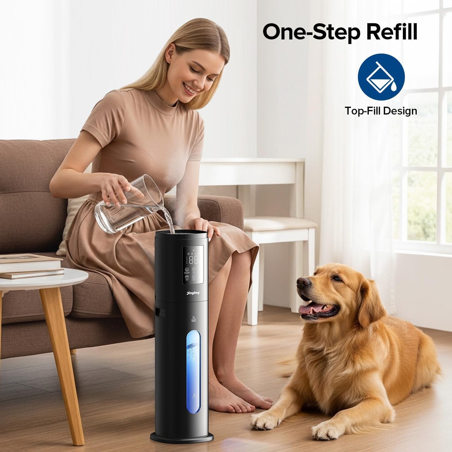 Humidifiers for Bedroom Large Room with 7L/1.85Gal Large Humidifier, 24H Timer Smart App & Remote Control, 4 Mist Levels Room Humidifier for Bedroom Crow