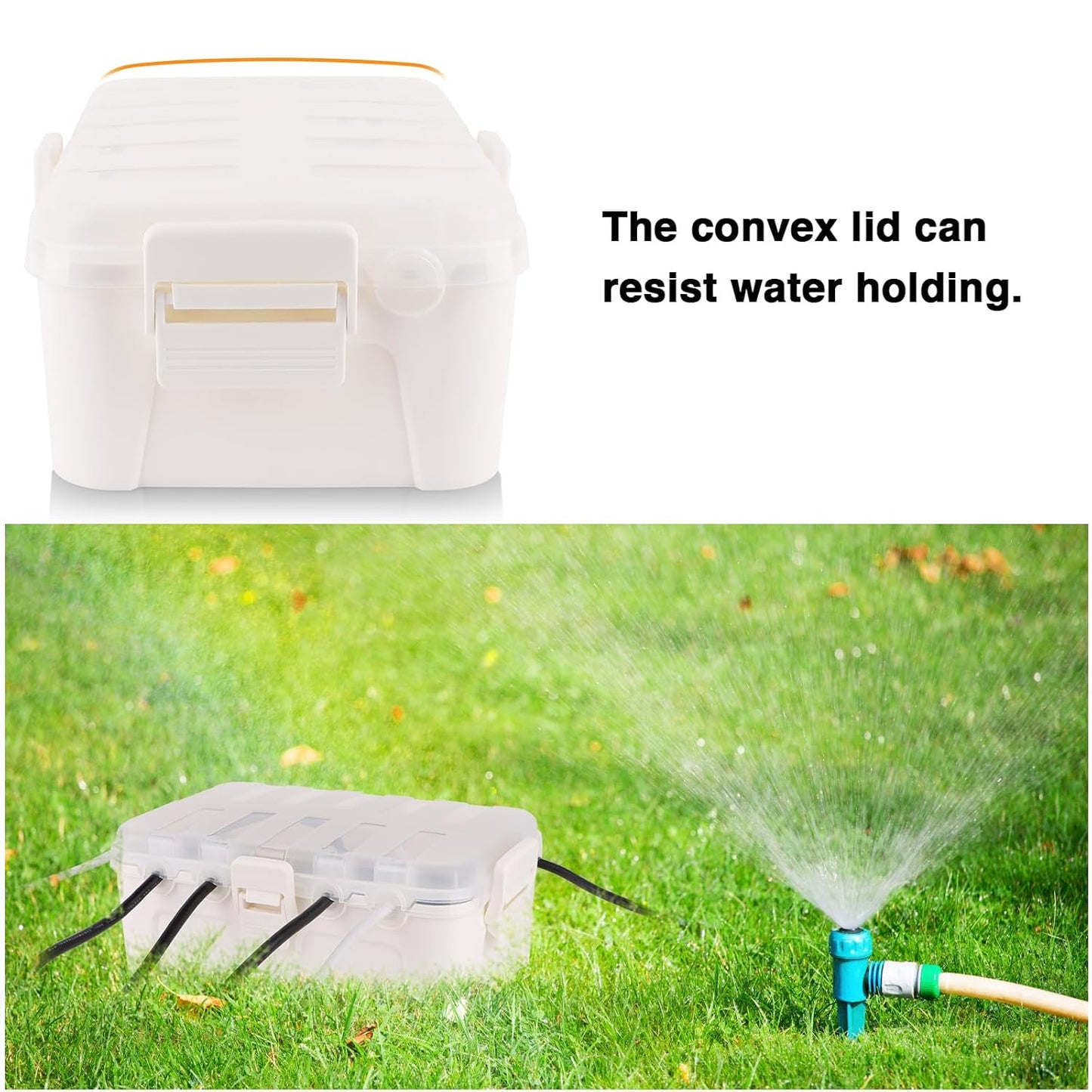 Flemoon Large Outdoor Electrical Box, Waterproof Extension Cord Cover | 6 Cable Entry Ports, IP54 Weatherproof Connection Box with Clear Lid for Photocell Light Sensor Timer, Outlet, Socket, White