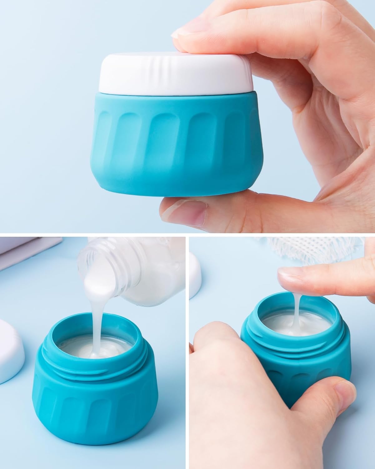 Mrsdry Travel Bottles for Toiletries, 10 Pack, TSA Approved, 3oz/90ml Silicone, Leak Proof, Wide Mouth, Reusable, Travel, Vacation, Plane Trip, Camp