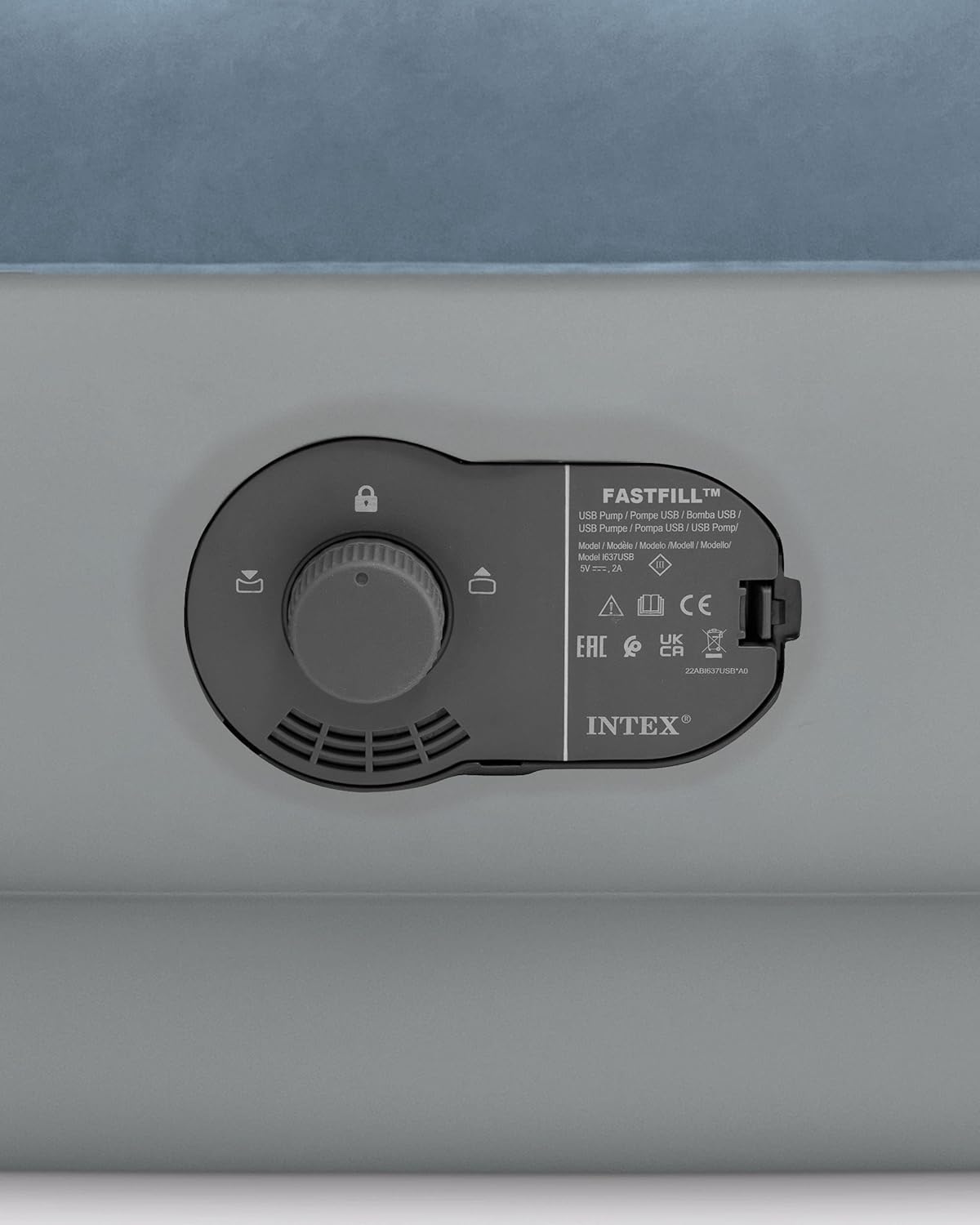 Intex 64159E Dura-Beam Plus Mid-Rise Air Mattress: Fiber-Tech - Queen Size - Built-in USB Electric Pump - 14in Bed Height - 600lb Weight Capacity