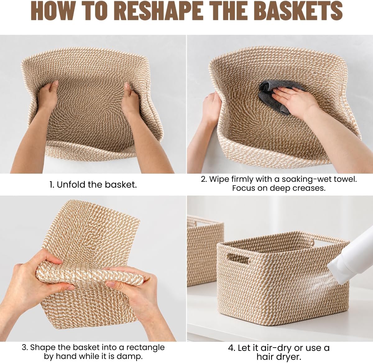 5 Pack Woven Storage Baskets, Decorative Storage Bins for Organizing
